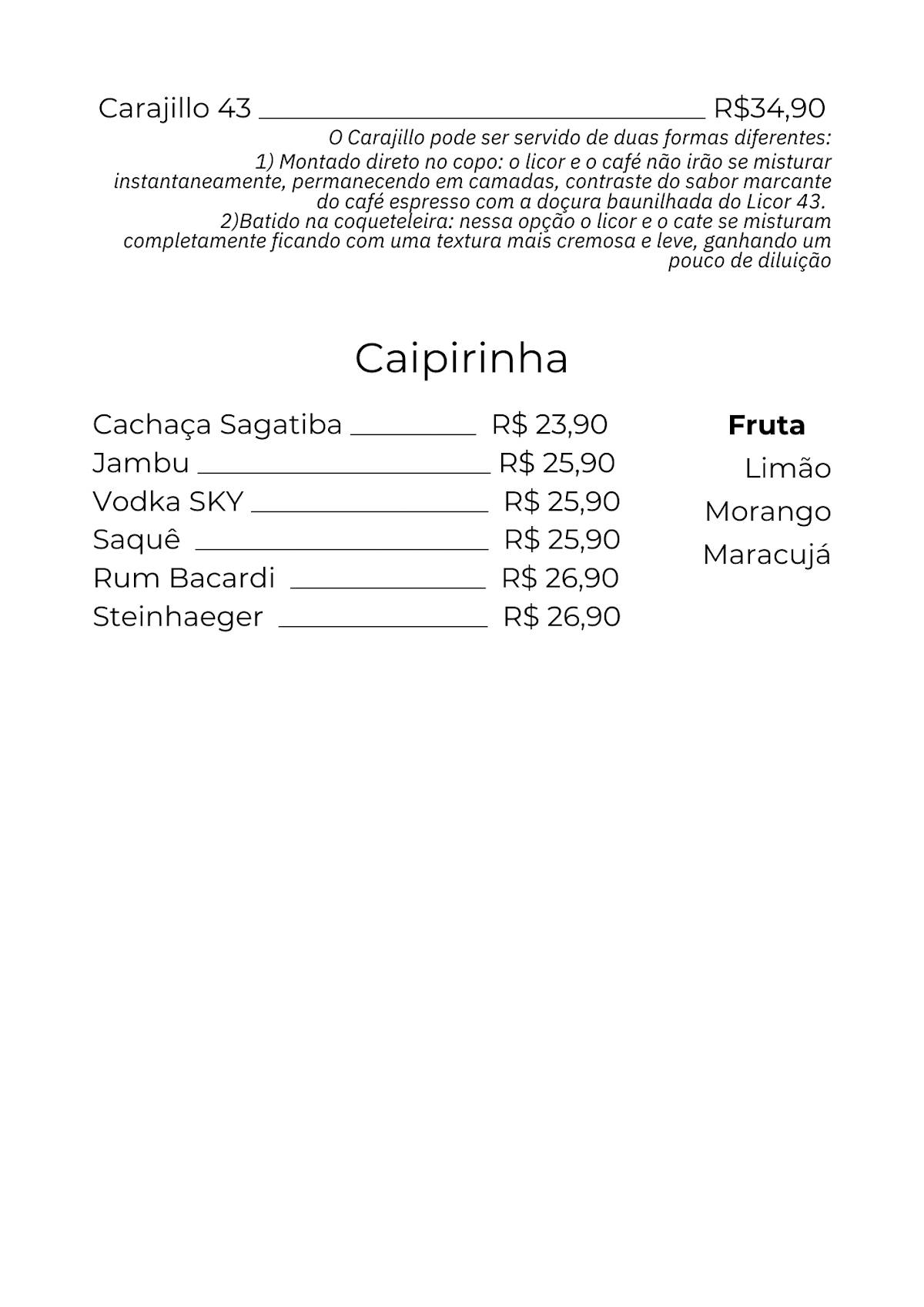 Barvinho Restô.Bar cardápio
