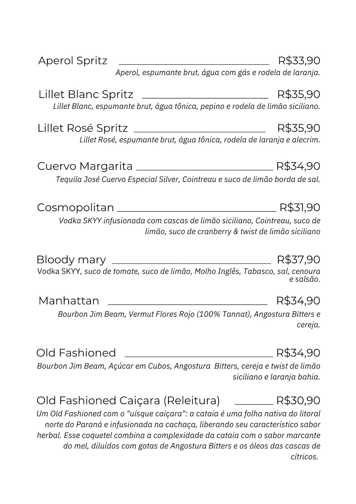 Barvinho Restô.Bar cardápio