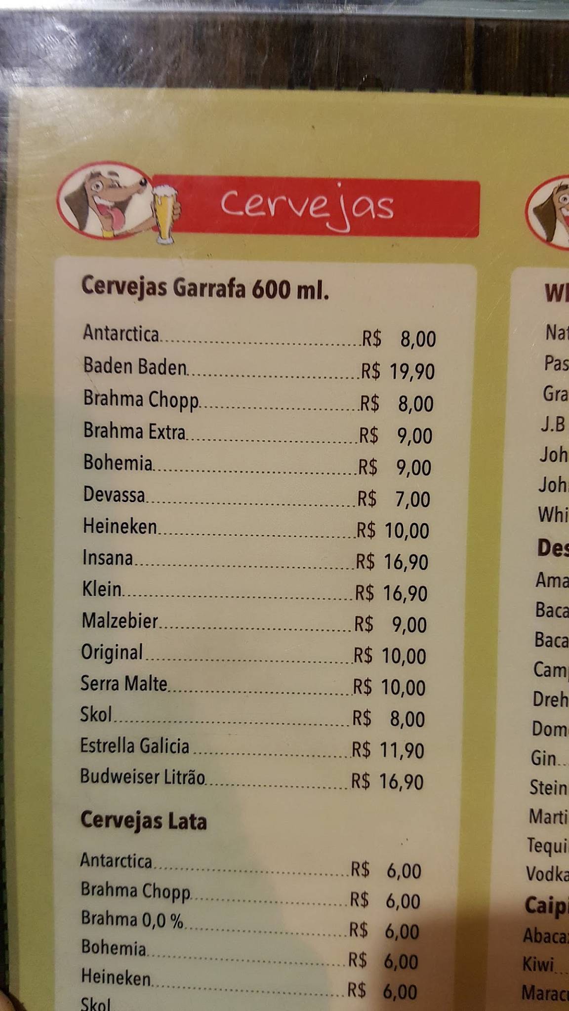 Basset Lanches cardápio