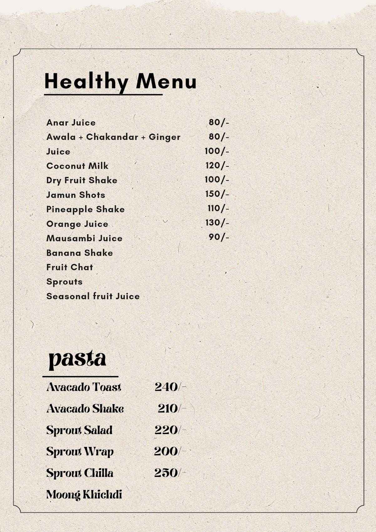 Bastar Heritage Cafe menu