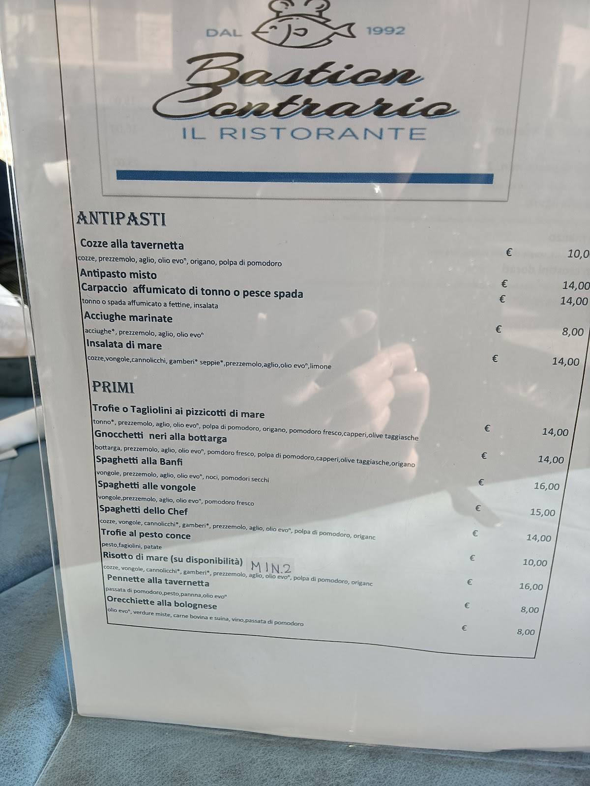 Menu di Bastion Contrario 