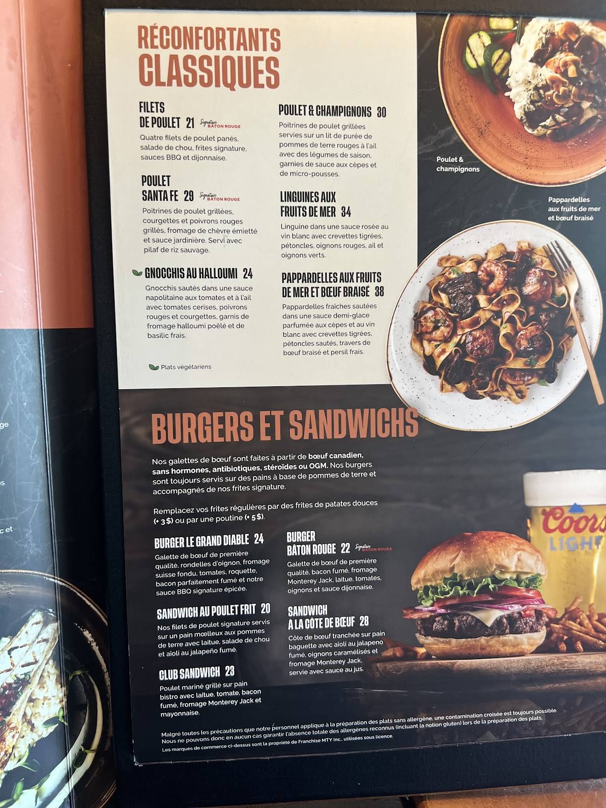 Menu de Baton Rouge Boisbriand