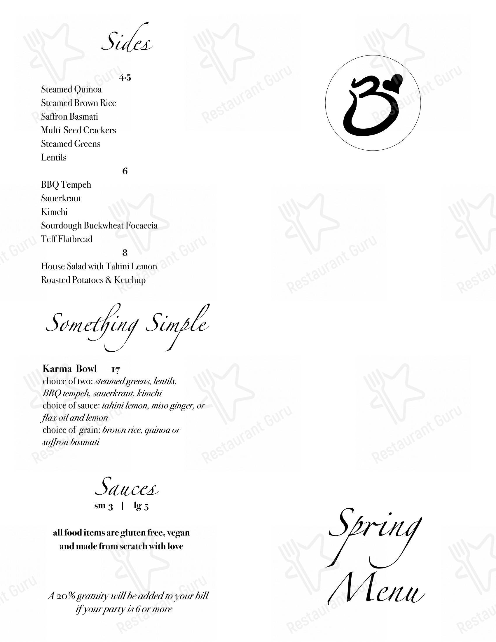 Be Love dans Victoria - Menu