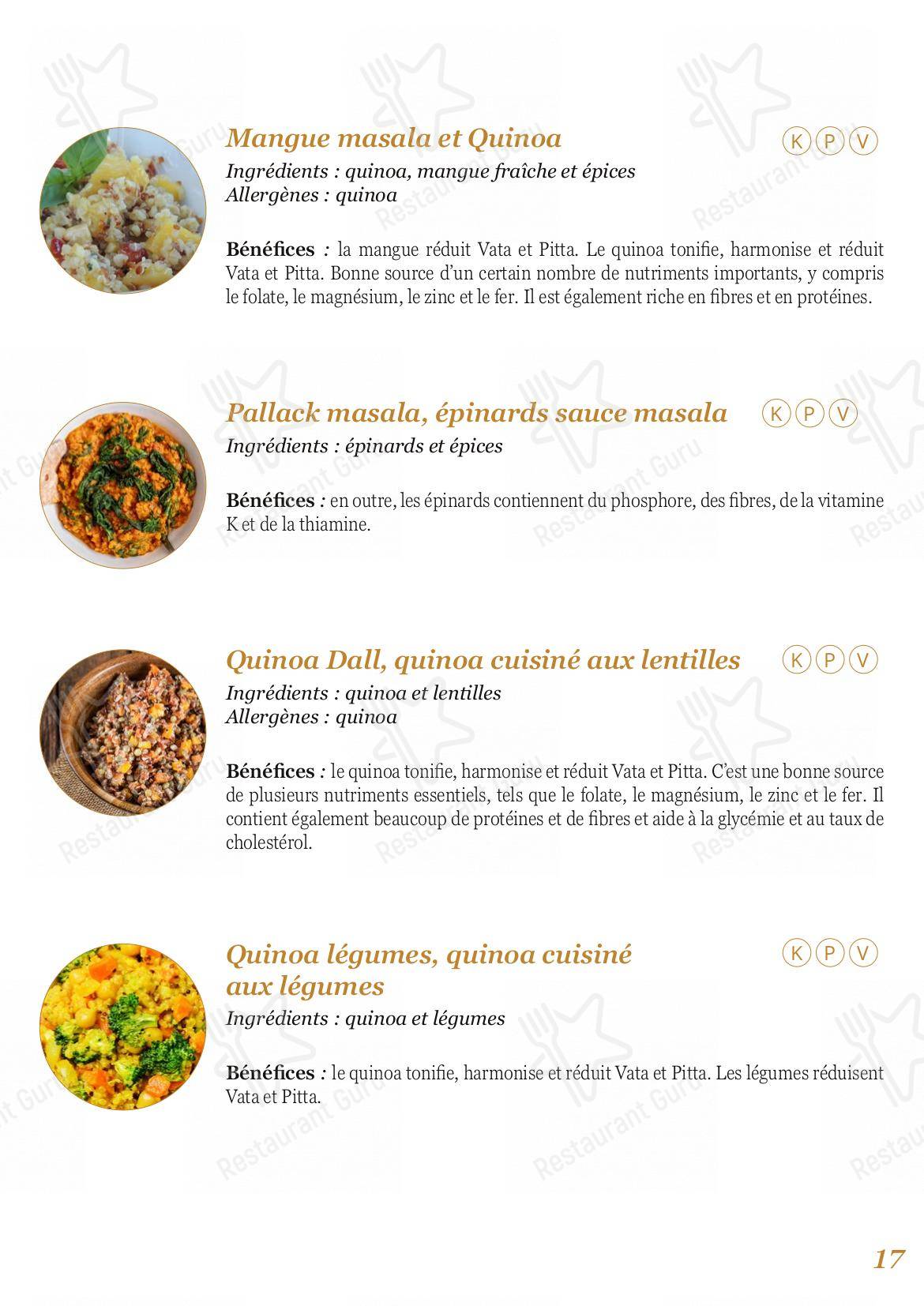 LunchBox, salle à manger végétarienne ayurvédique dans Beaune - Menu