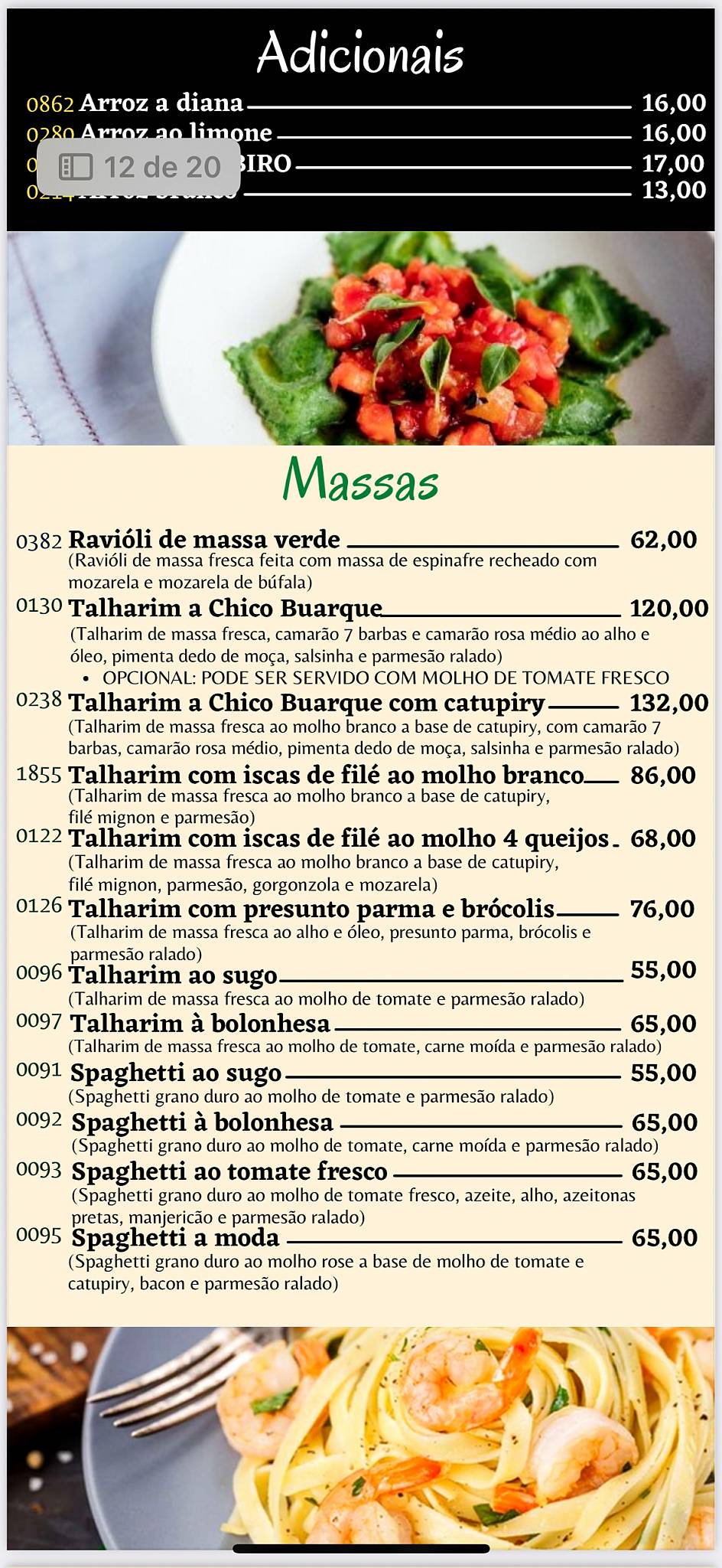 Mercatto Bar e Restaurante cardápio