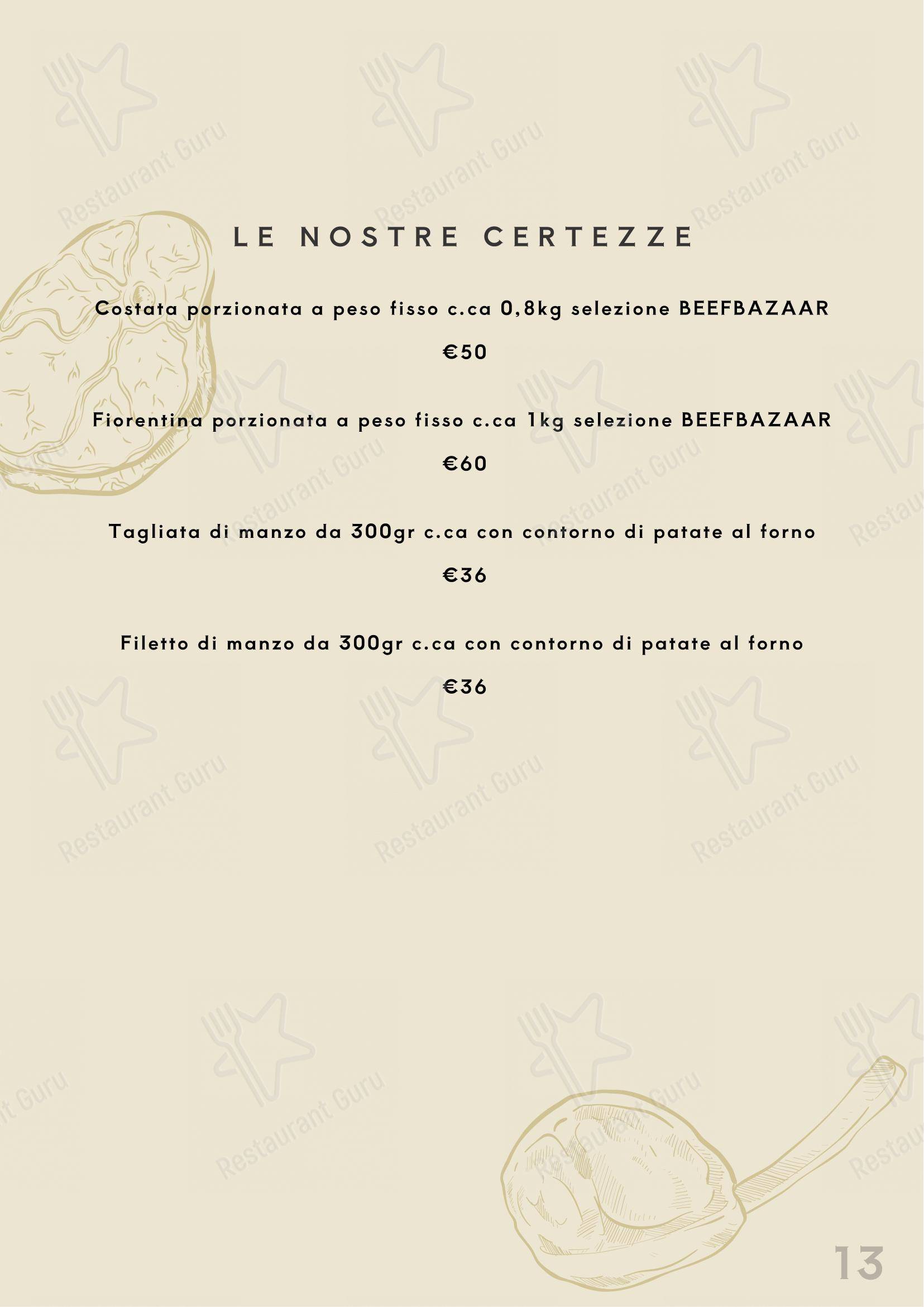 Menu per Beef Bazaar steakhouse