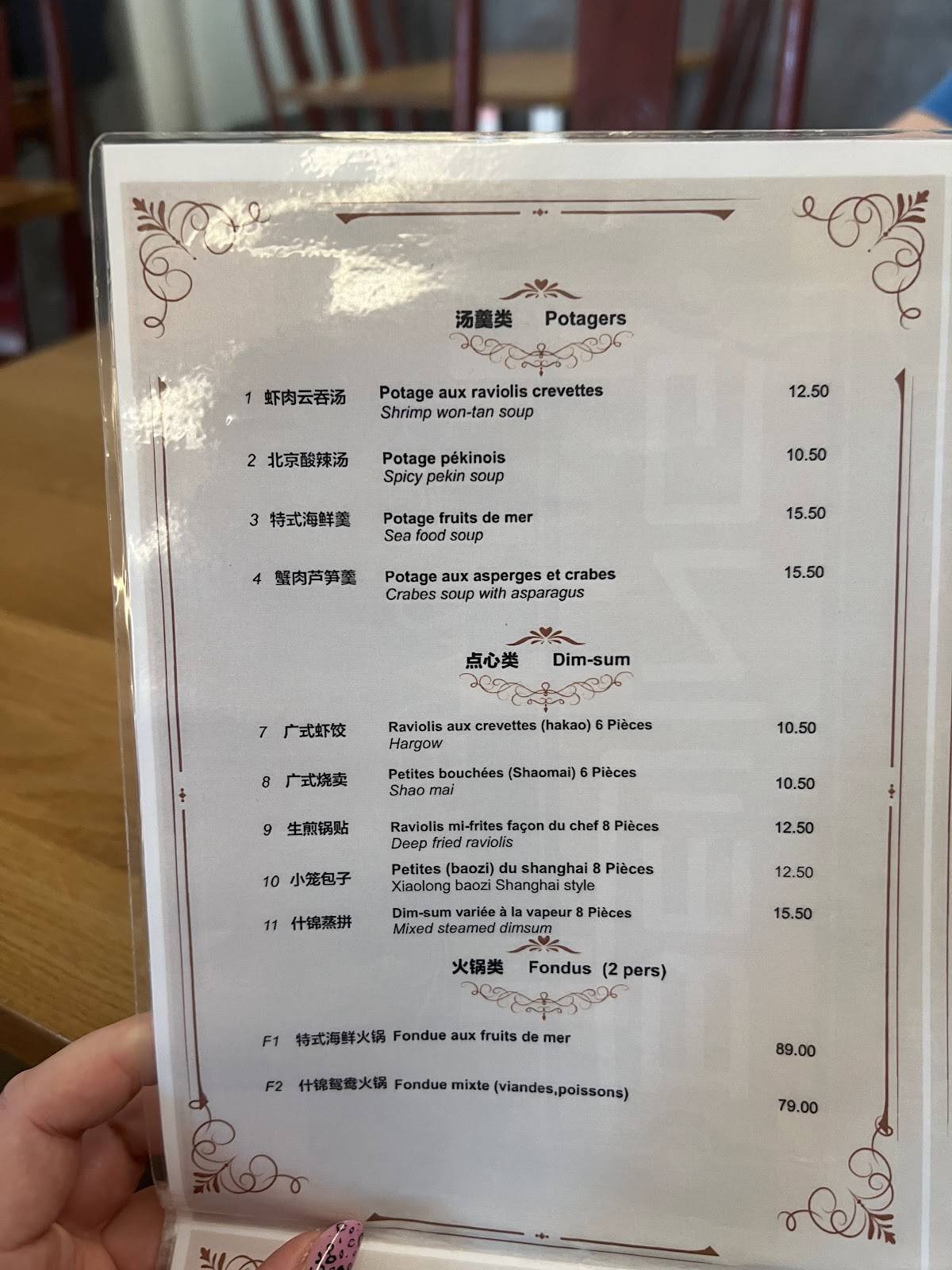 Menu de Restaurant Le Beijing