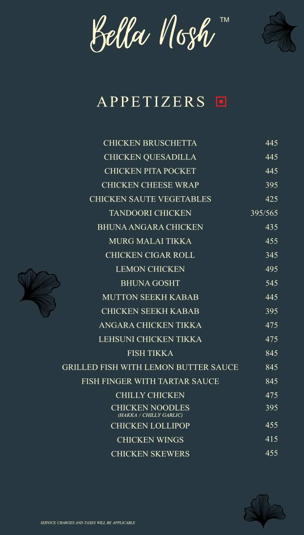 Bella Nosh Cafe & Lounge menu