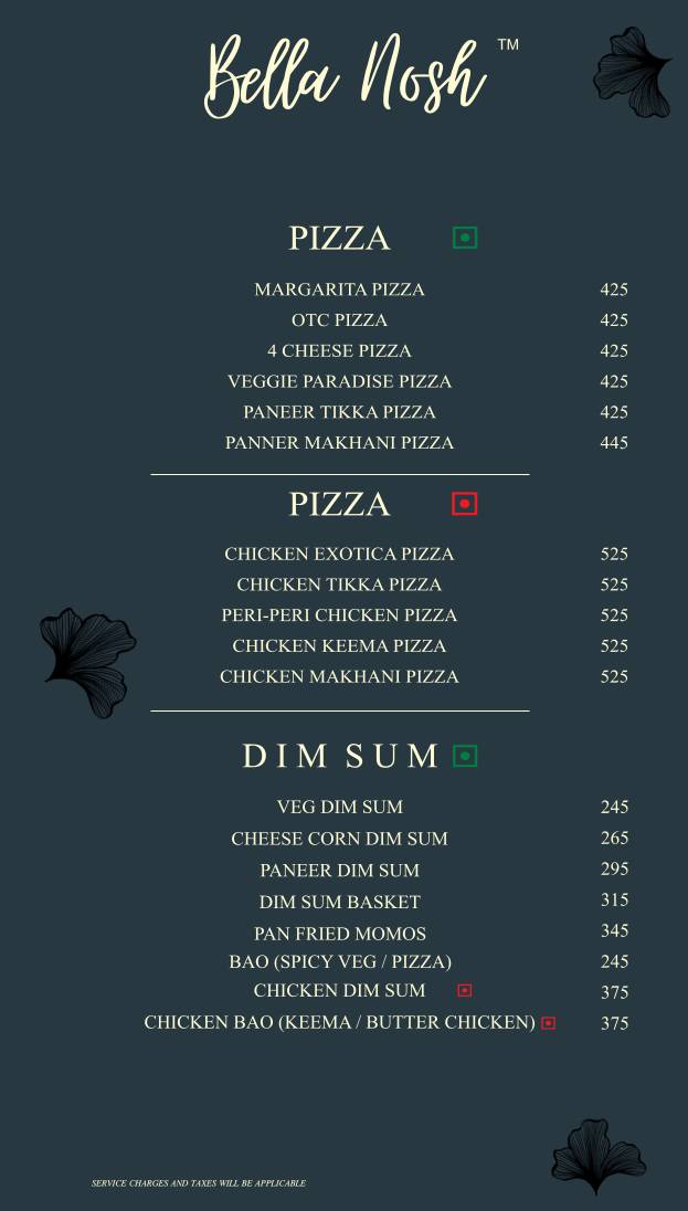 Bella Nosh Cafe & Lounge menu