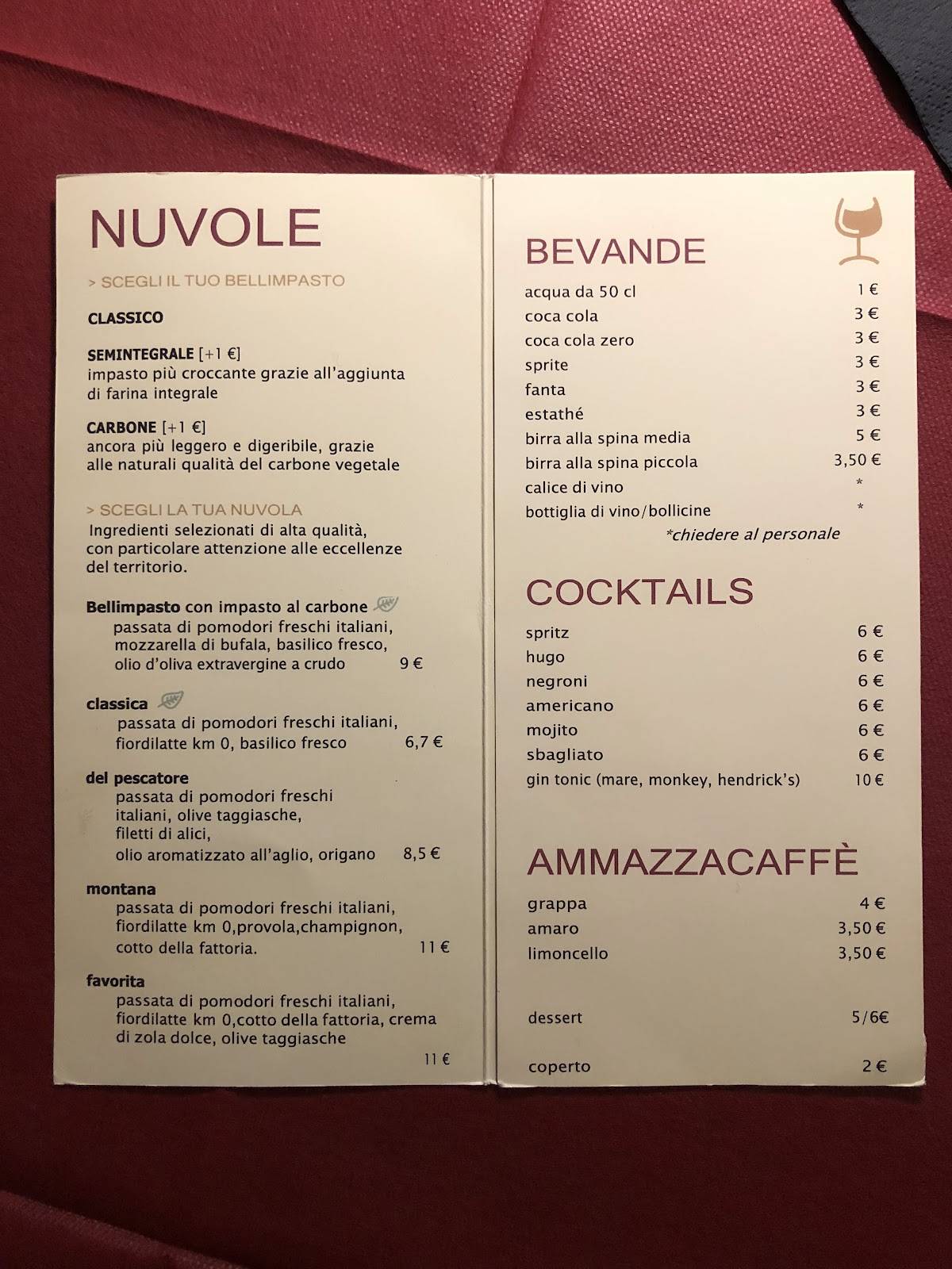 Menu di Bellimpasto pizzeria pavia 