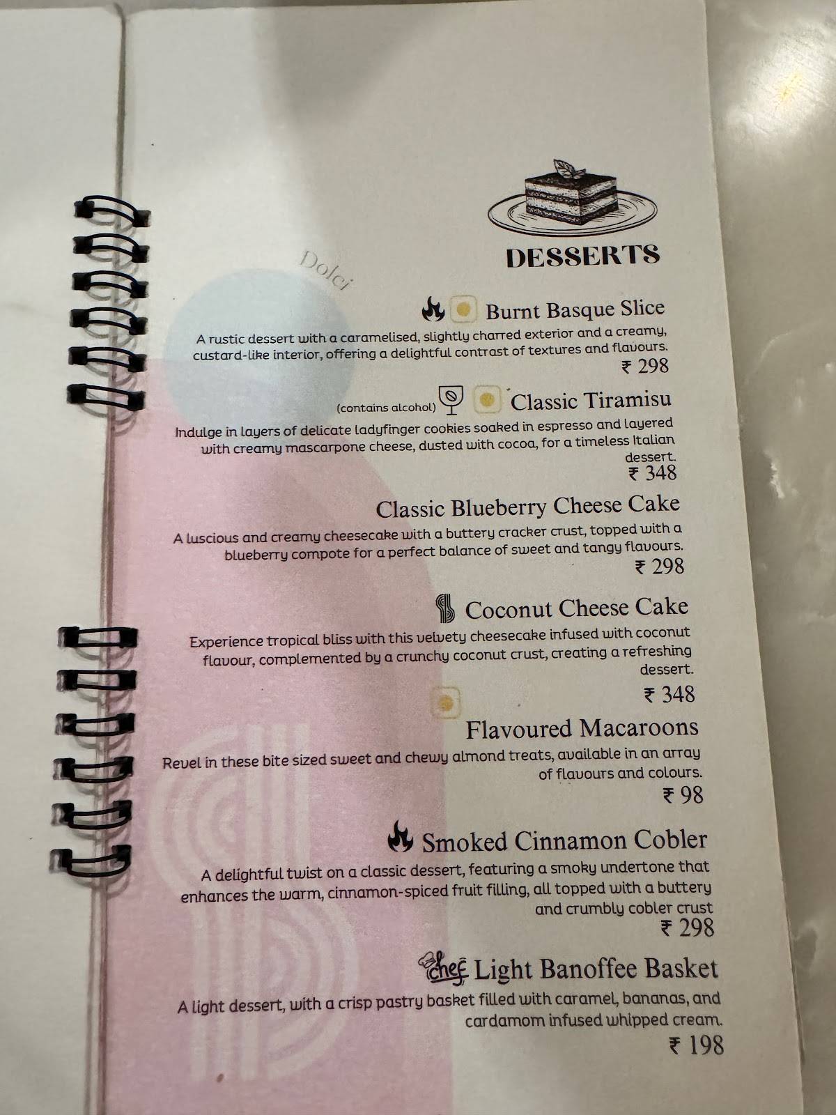 Bellissimo Home Cafe menu