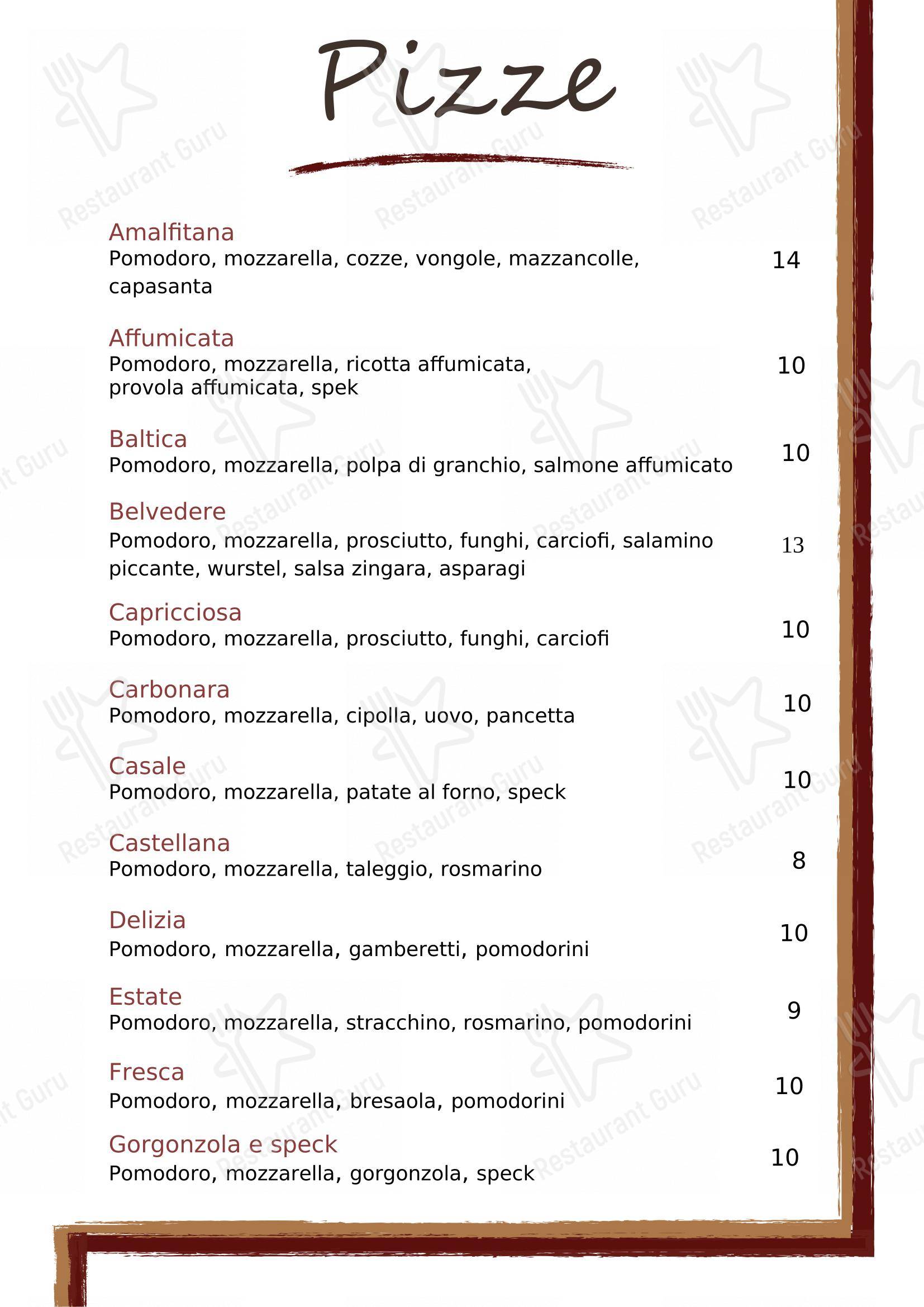 Menu di Belvedere - Menu
