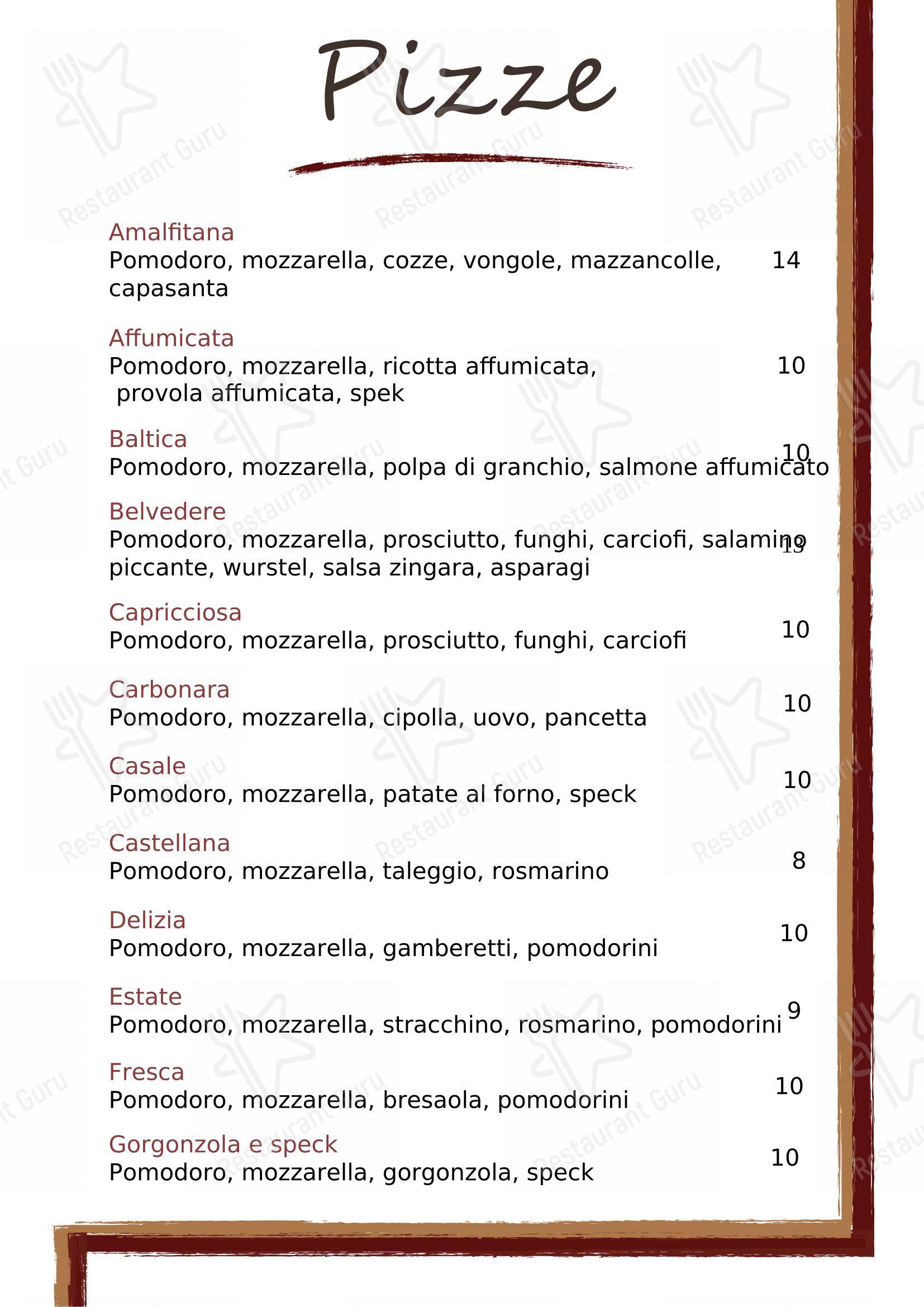 Menu di Belvedere - 菜单