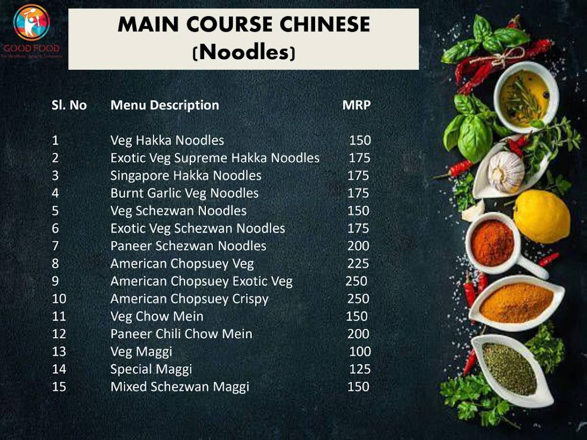 Good Food Cloud Kitchen and Restaurant menu