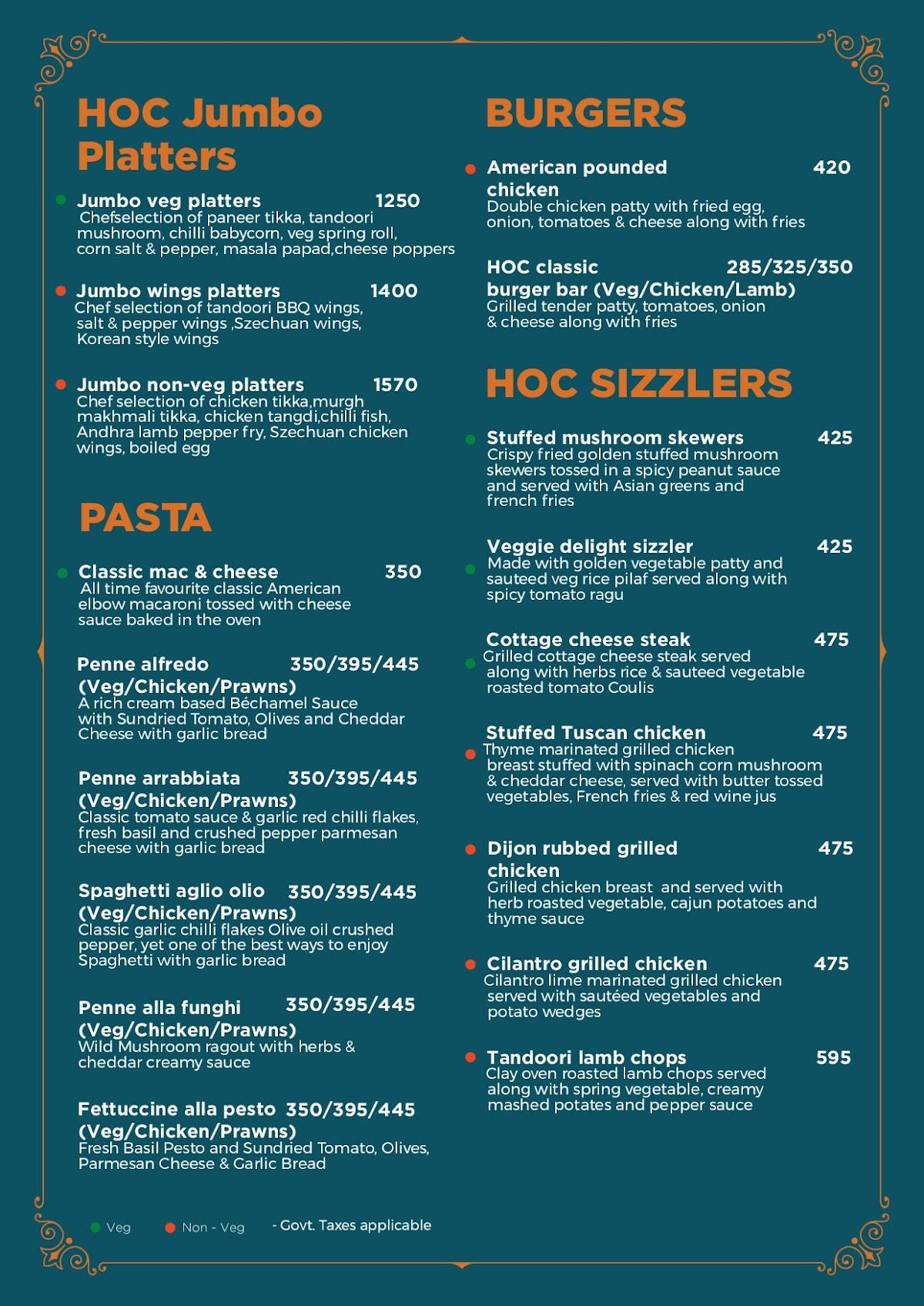 House of Commons menu