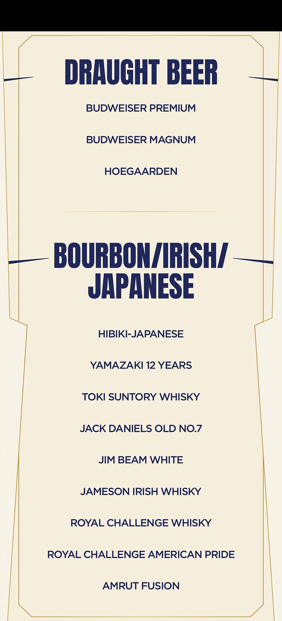 RCB Bar and Cafe menu