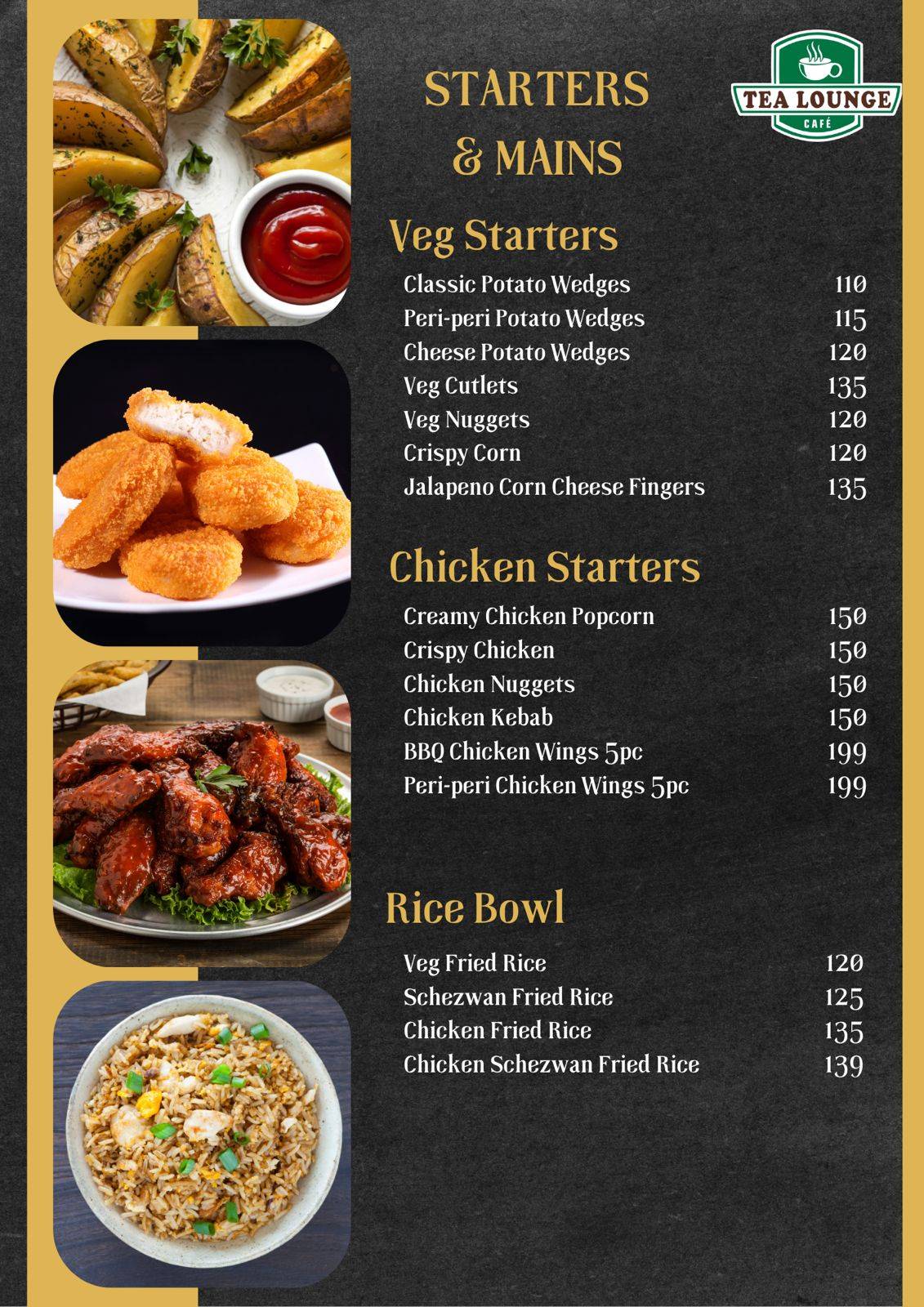 Tea Lounge cafe menu