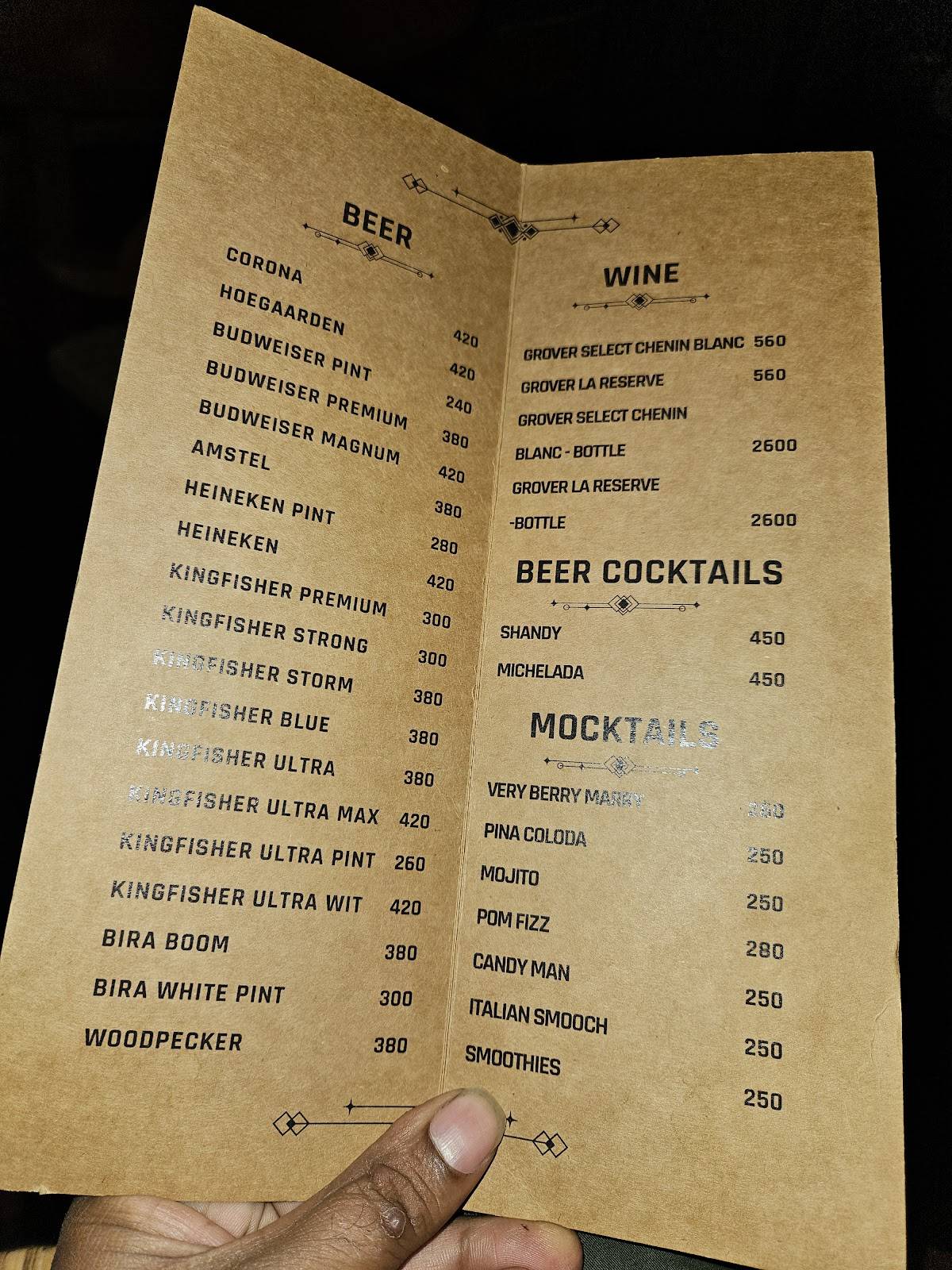 Benhur Beer and Wine Parlour menu