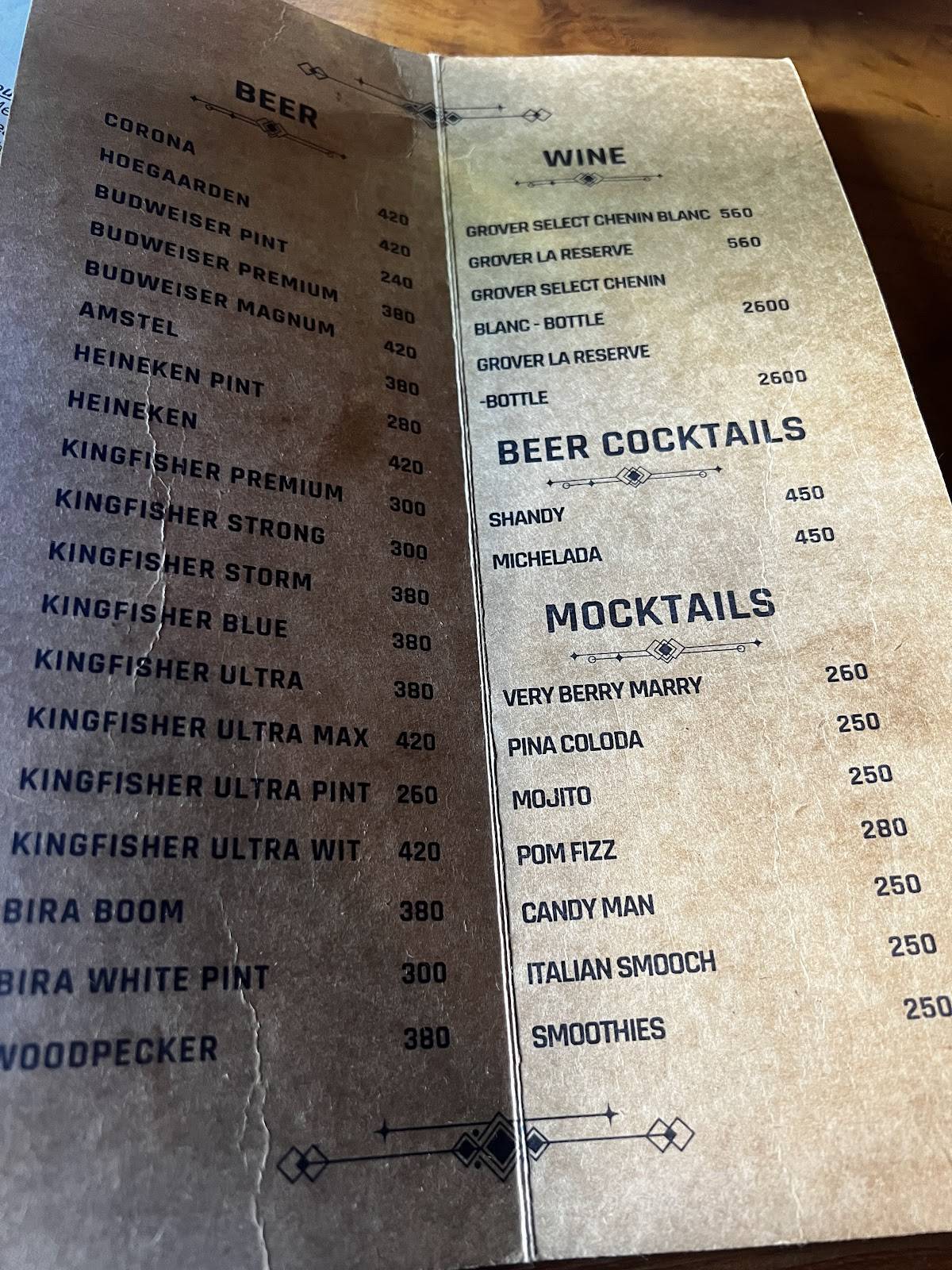 Benhur Beer and Wine Parlour menu