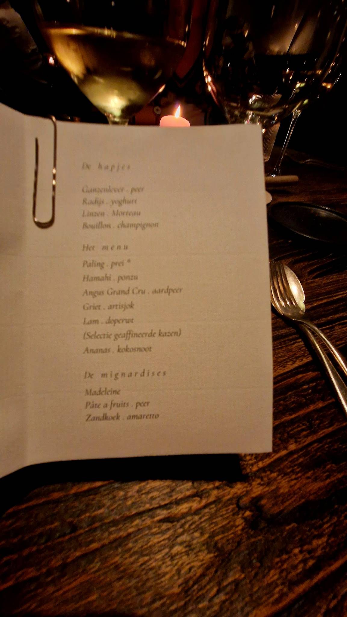 Menu de Benoit & Bernard Dewitte