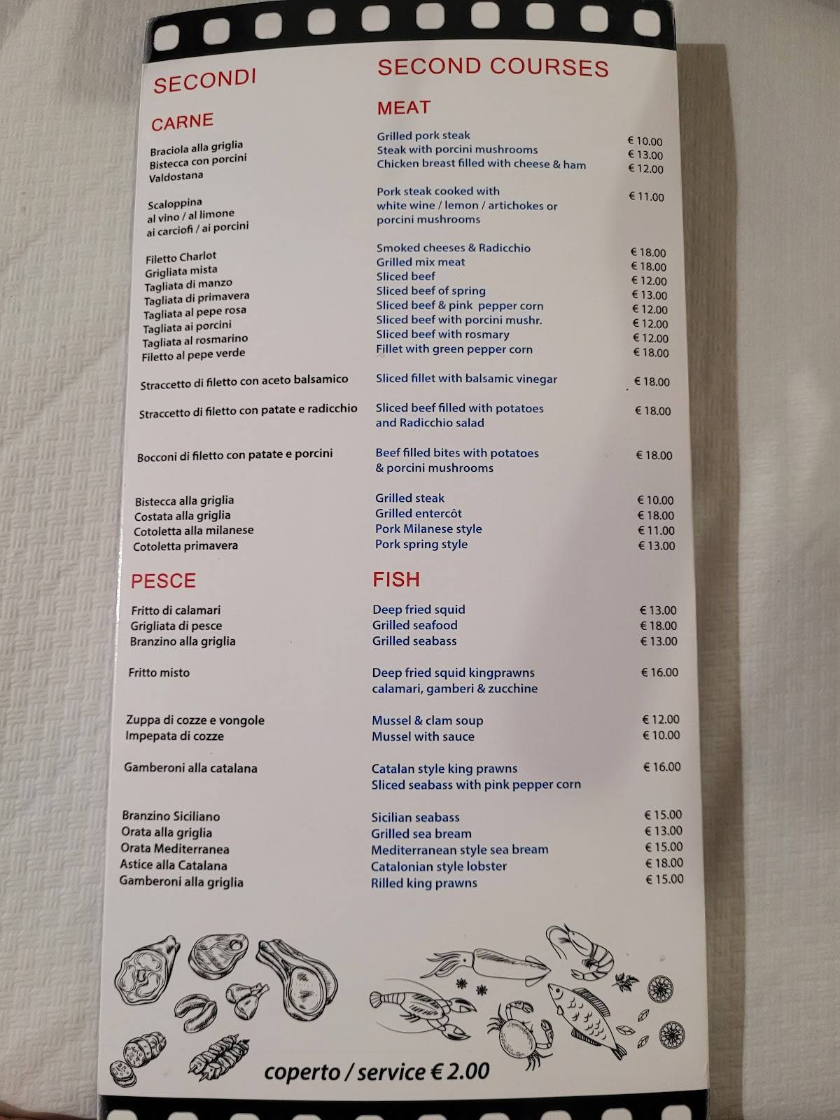 Menu di Pizzeria Ristorante Charlot 