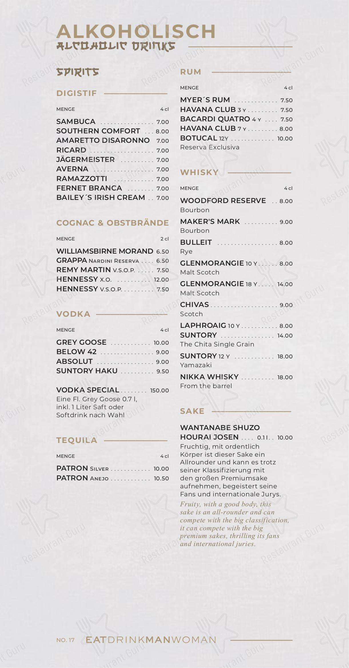 Основное меню pour NU RESTAURANT dans Berlin