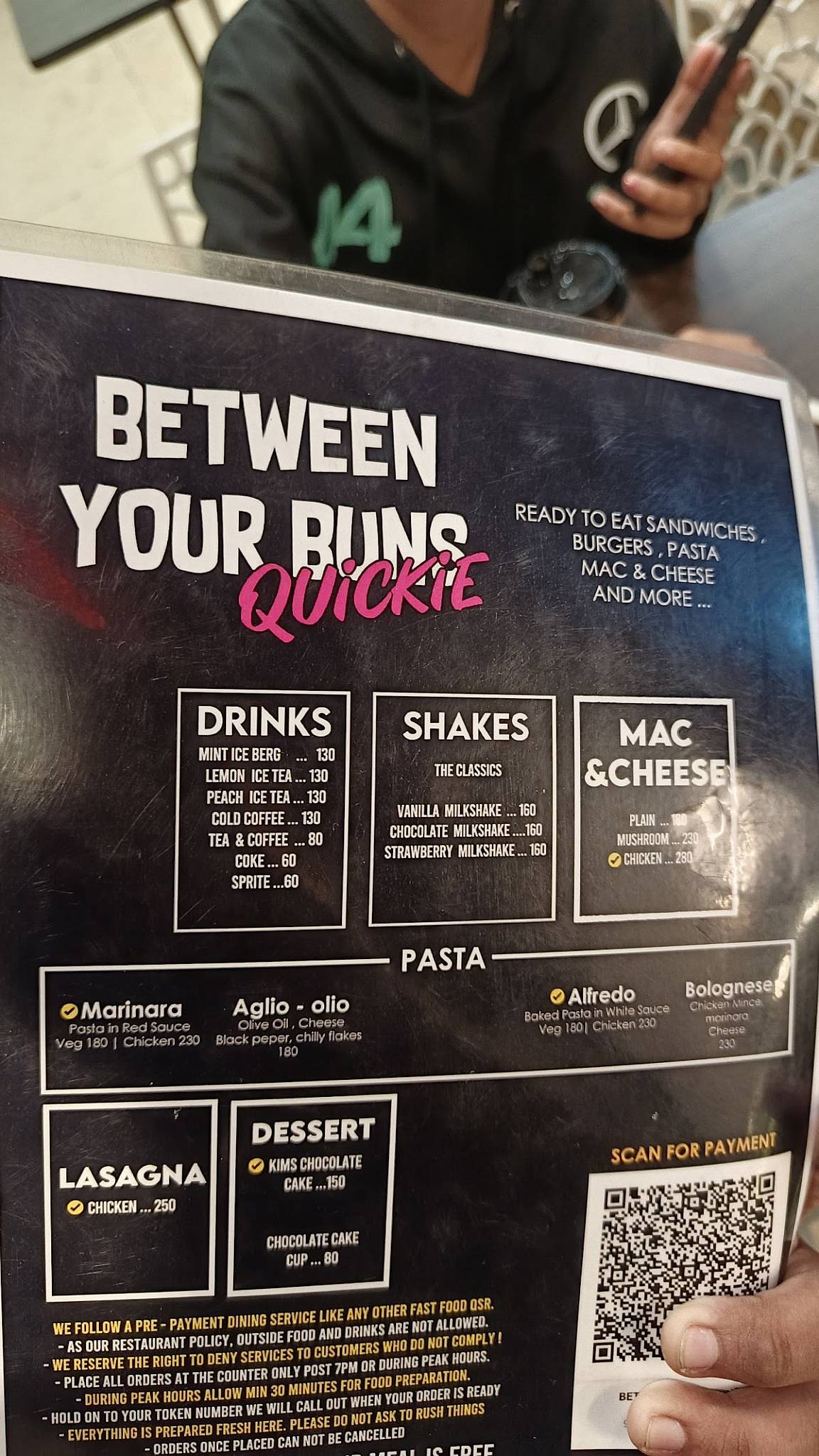 Between Your Buns menu