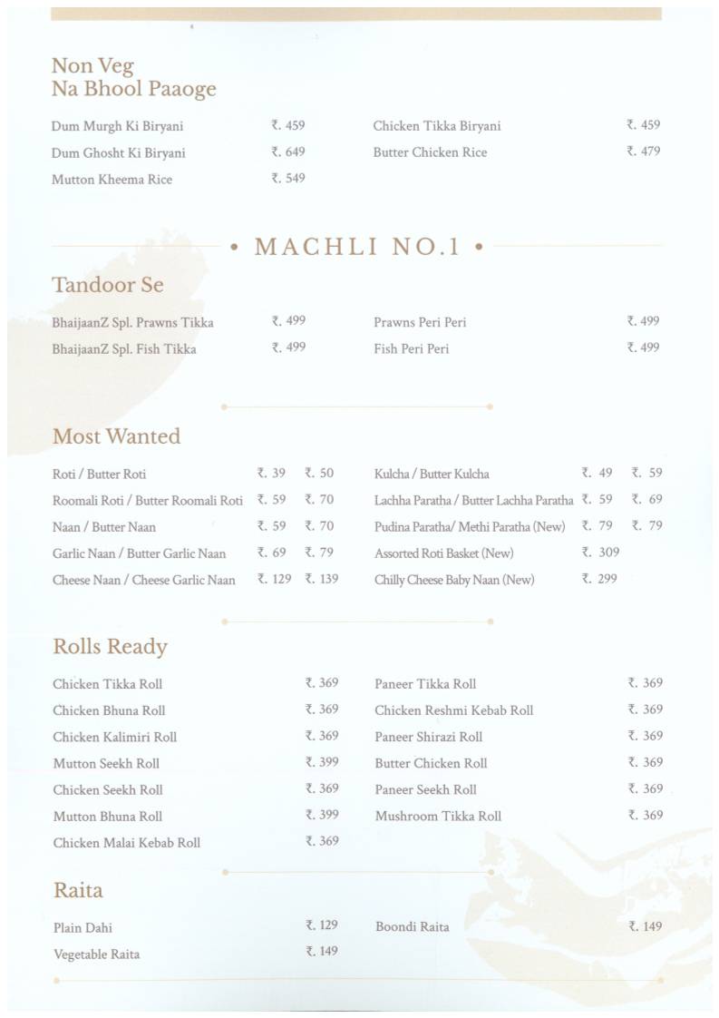 Bhaijaanz menu