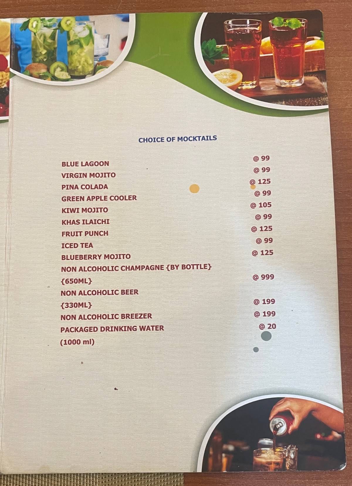 TANGENT RESTAURANT menu