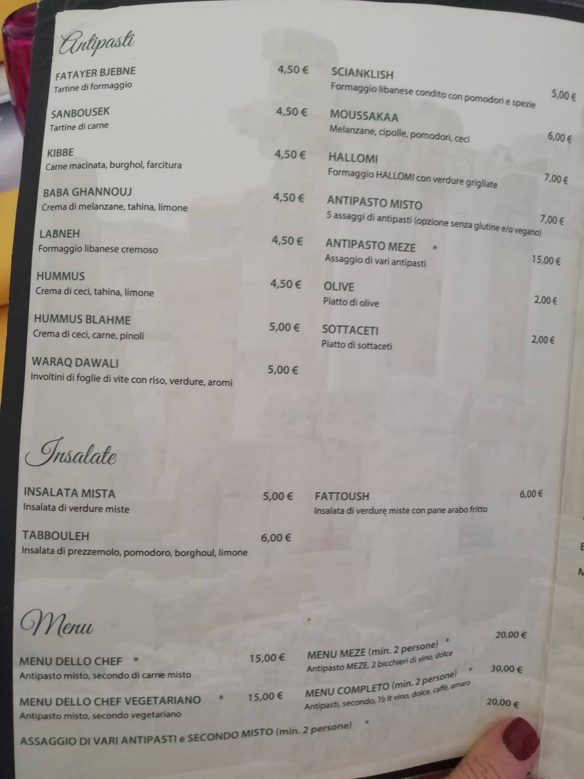 Menu di Biblos Caffè 