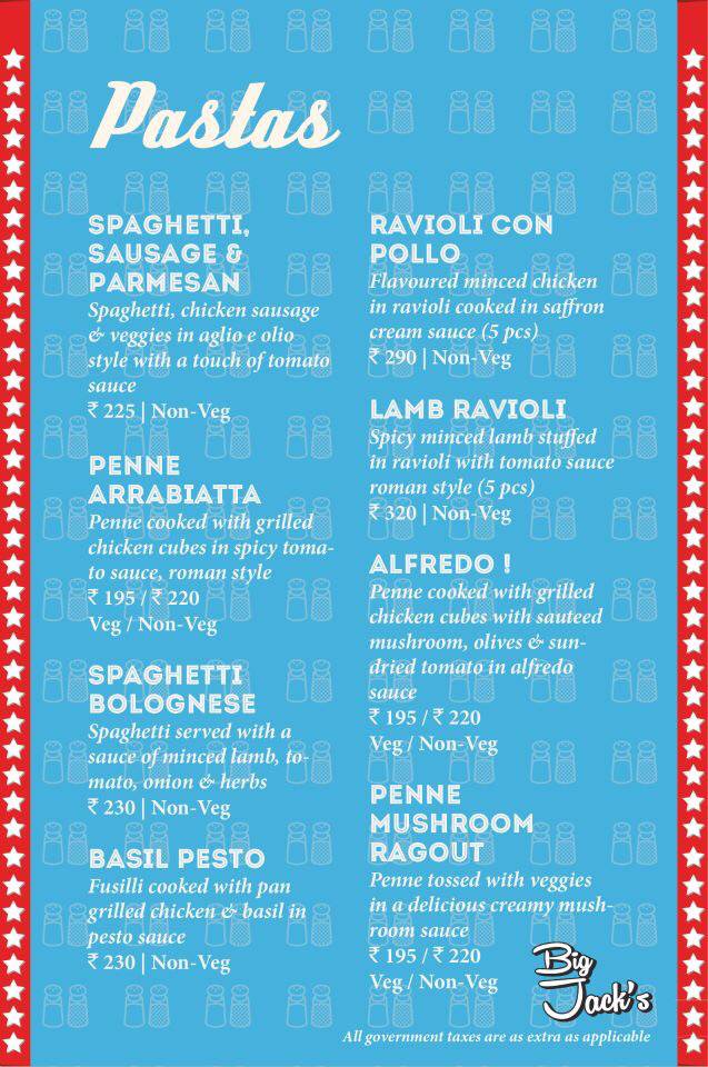 Big Jack's menu
