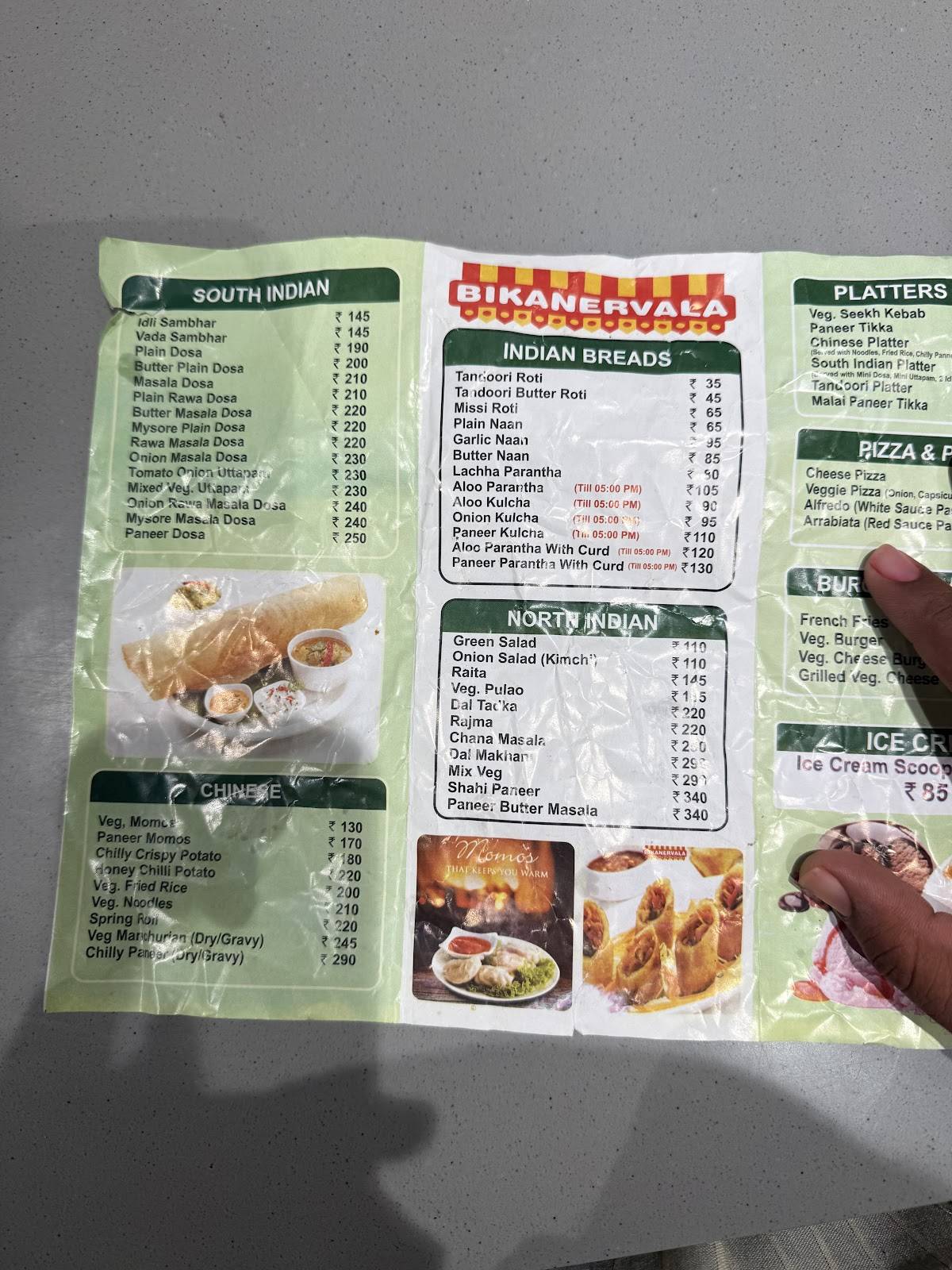 Bikanervala Vrindavan menu