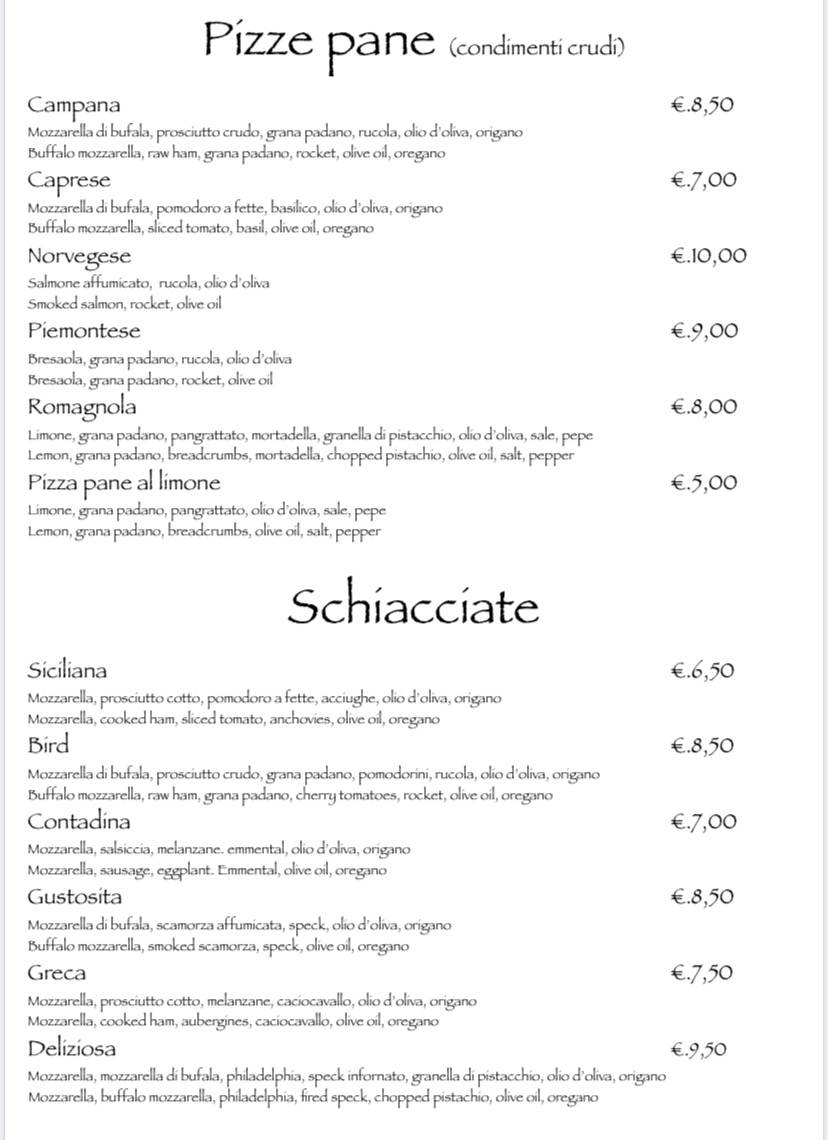 Menu di Bird Garden 