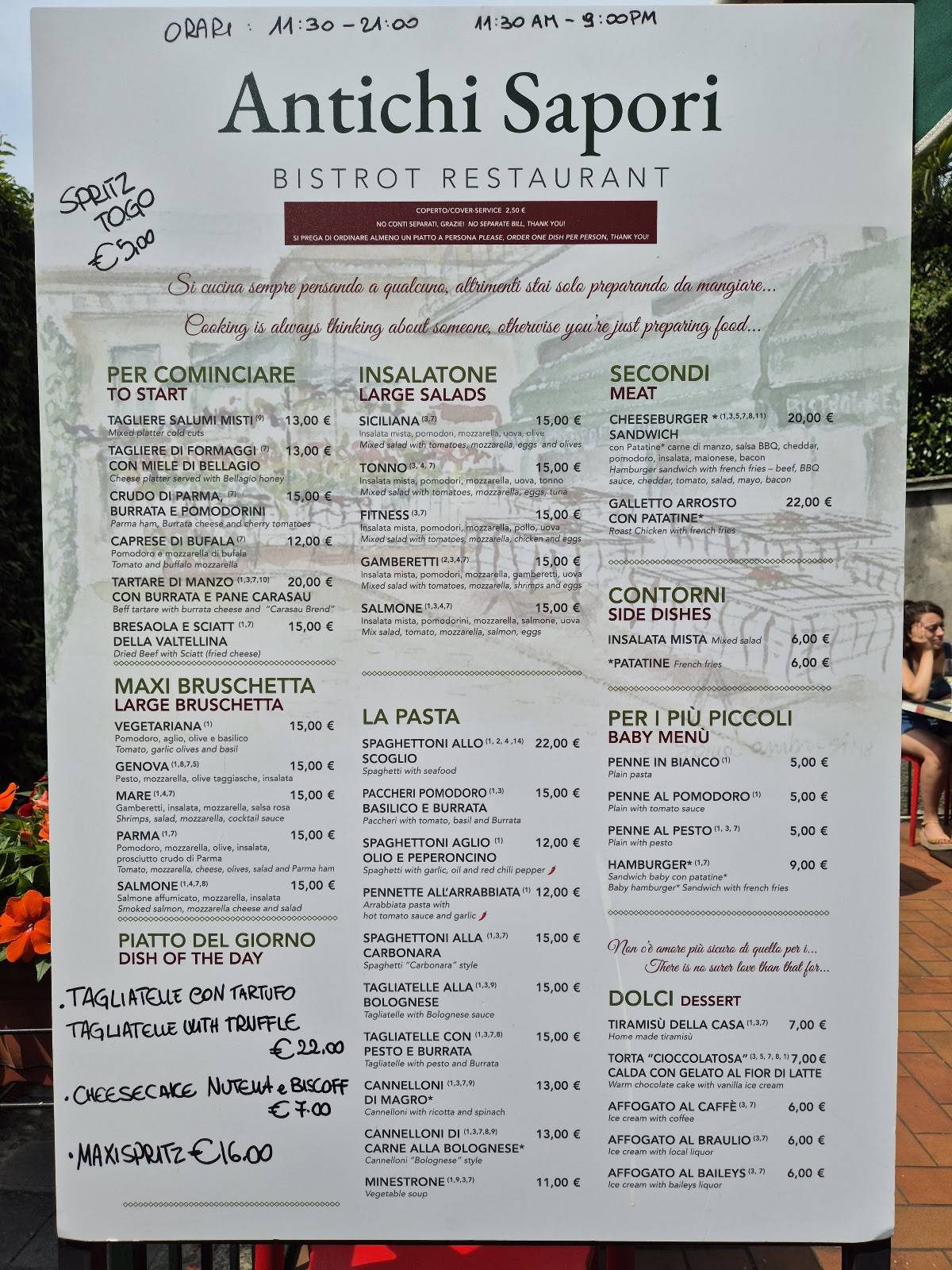 Menu di Bistrot Restaurant Antichi Sapori 