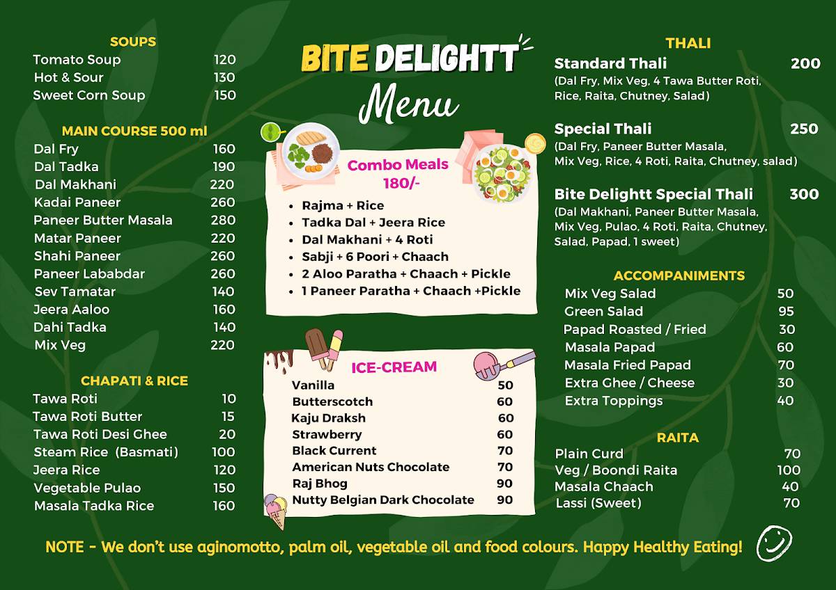 Bite Delightt - Indo Italian Garden Restaurant menu
