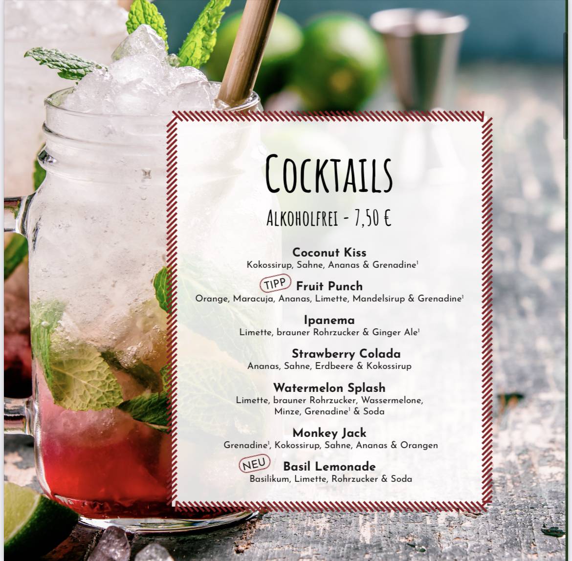Menu de Black Pearl Shisha & Cocktail Lounge