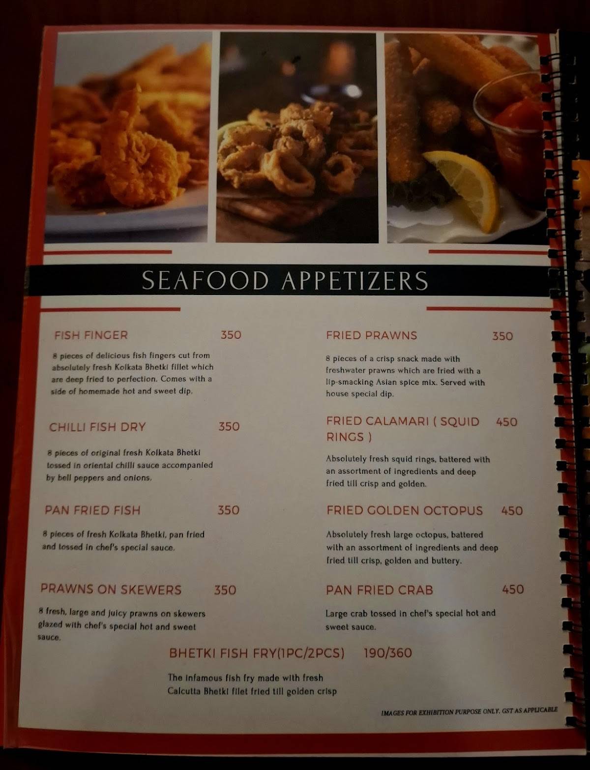 Blue Lagoon Restaurant menu