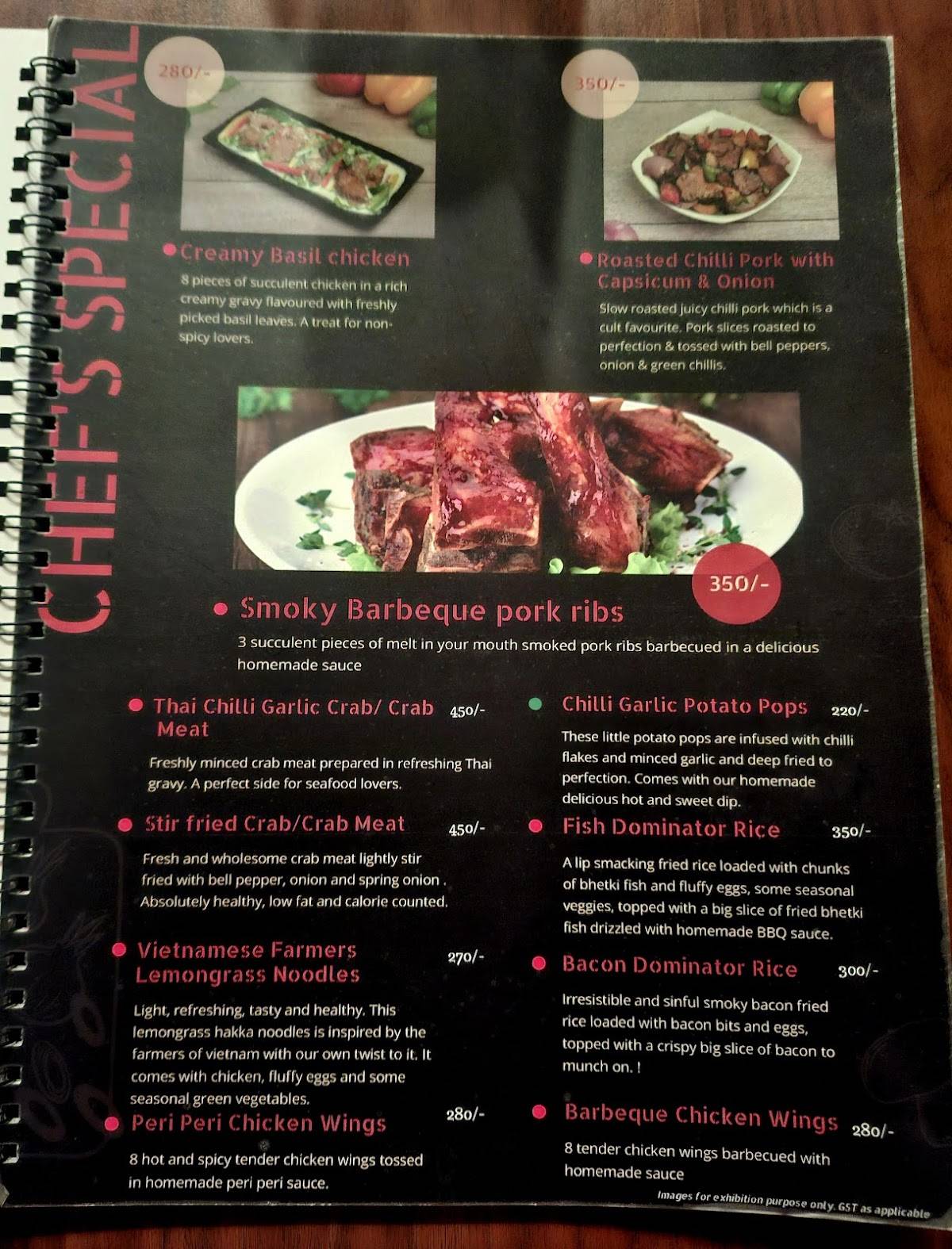 Blue Lagoon Restaurant menu