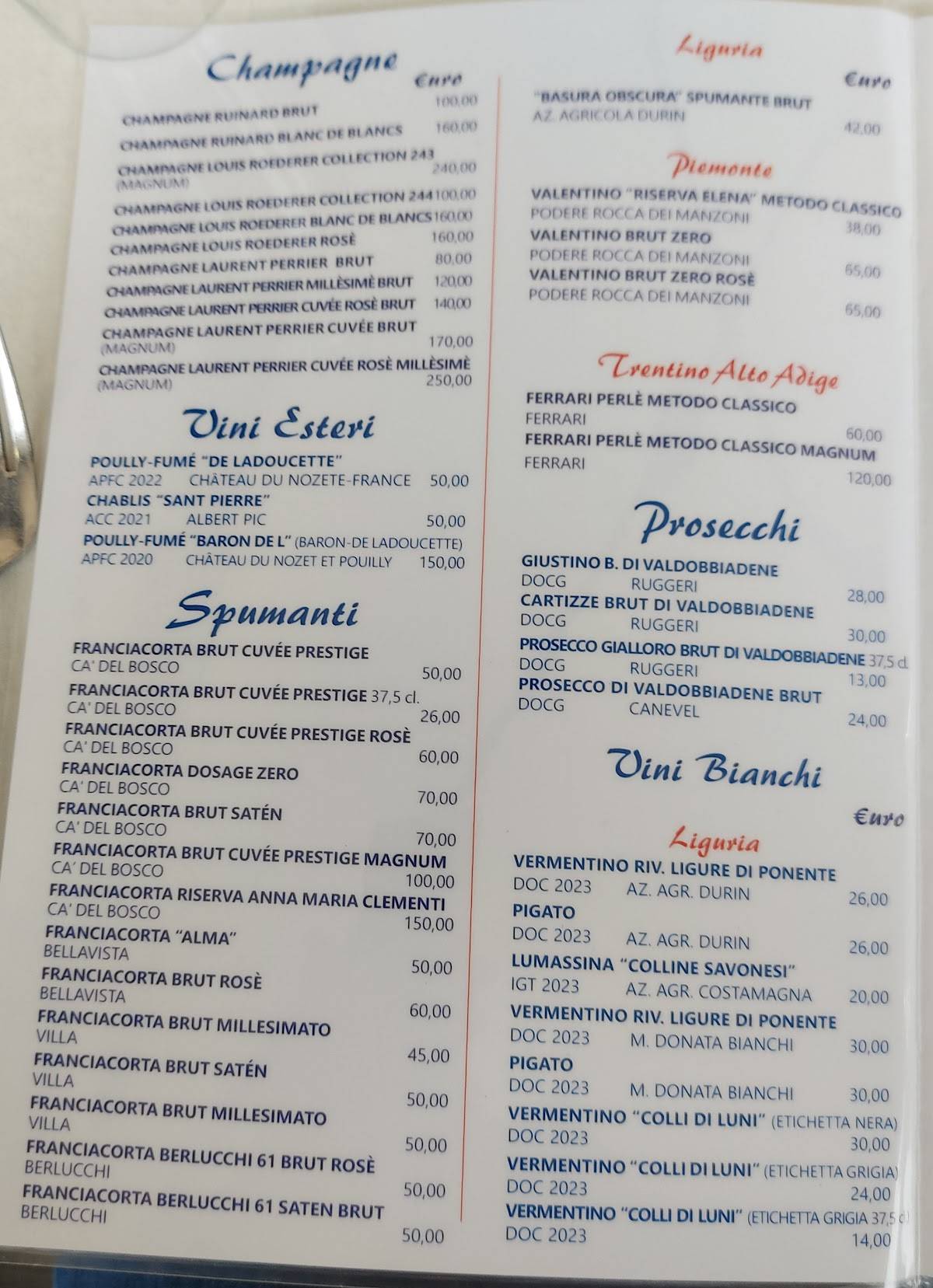 Menu di Blue Restaurant 
