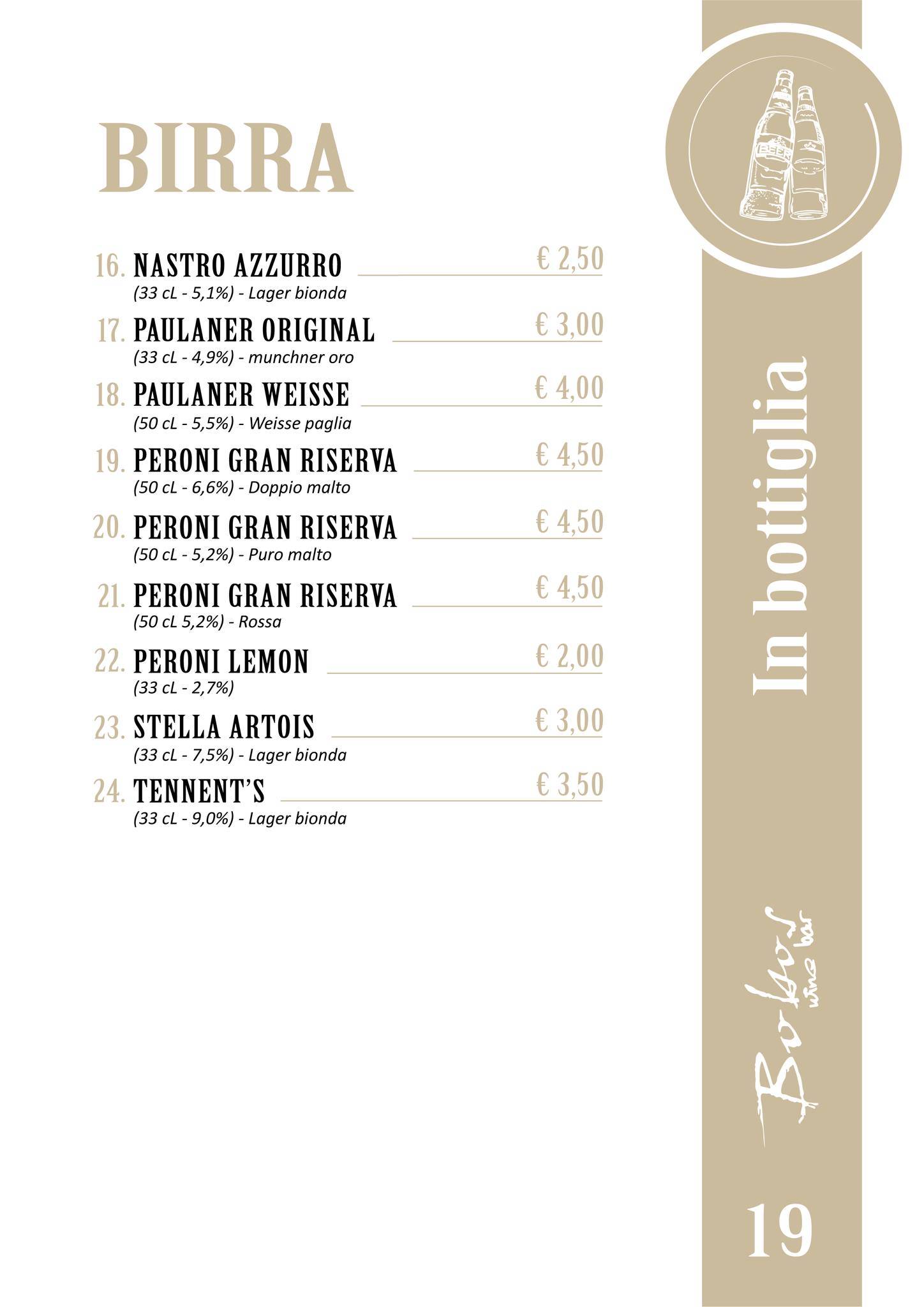 Menu di Bobos Wine Bar 