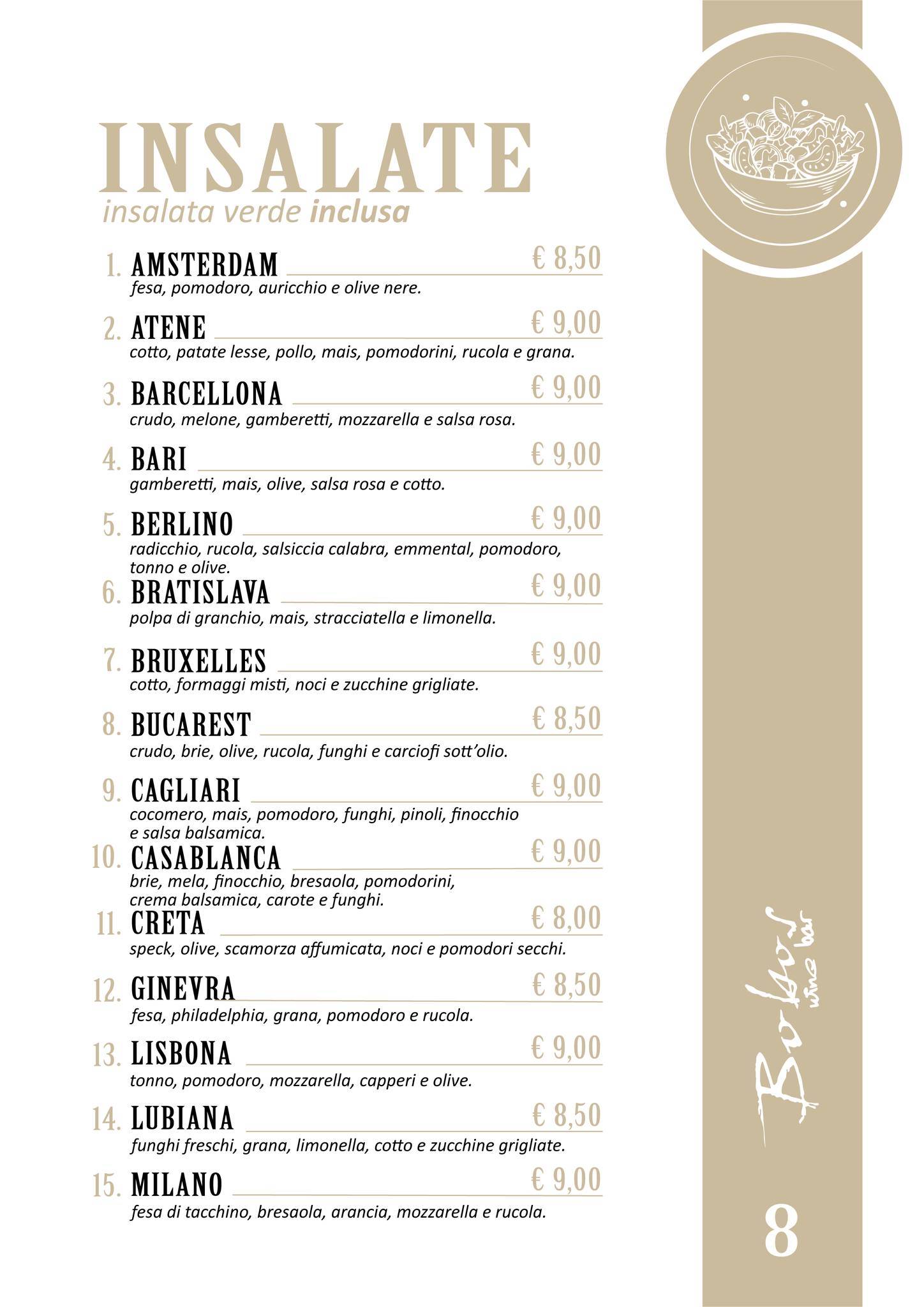 Menu di Bobos Wine Bar 