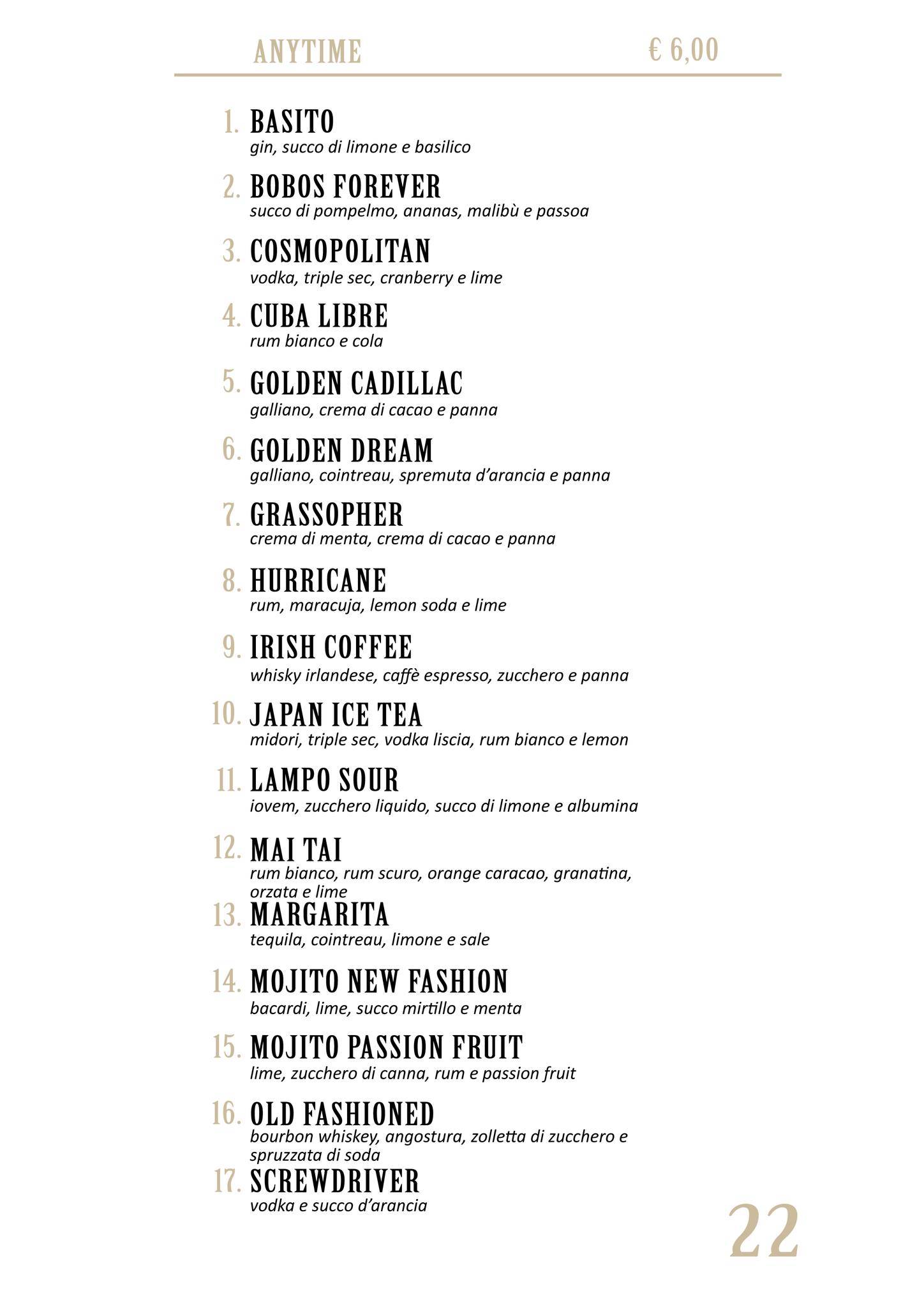 Menu di Bobos Wine Bar 