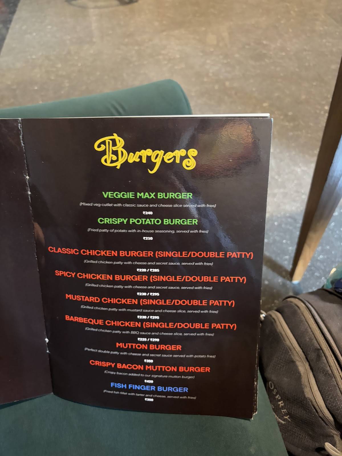 Bob's menu