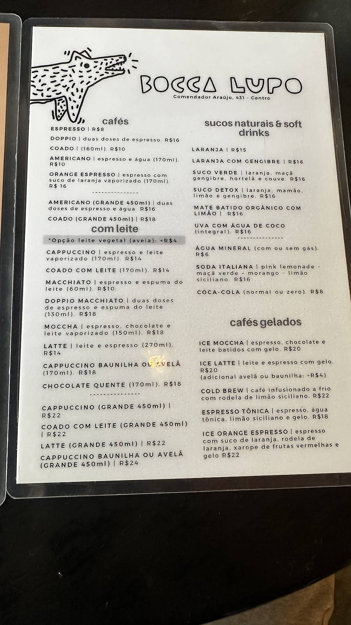 Bocca Lupo Focacceria e Caffé cardápio