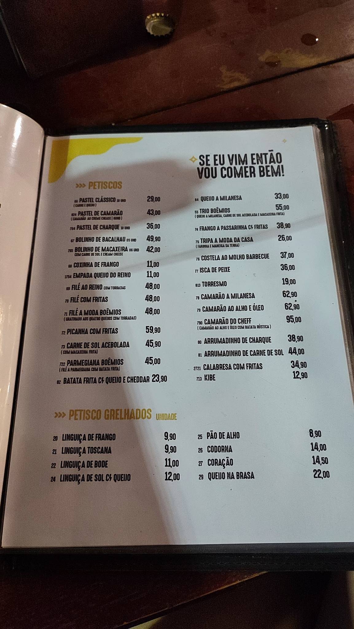 Boêmios de Campina Bar e Restaurante - Melhor Bar, Bar com Música ao vivo, Petiscos, Melhores Drinks, Melhor Carne de Sol cardápio