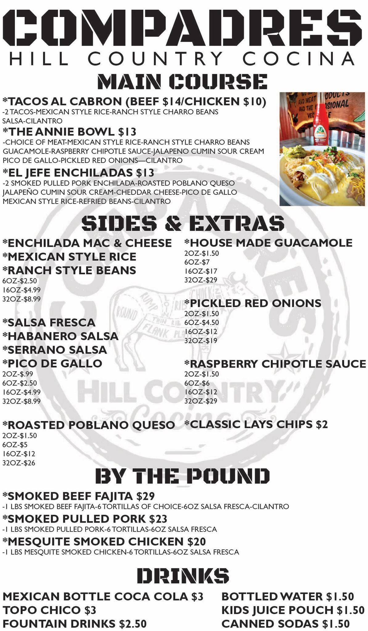 Menu at Compadres Hill Country Cocina LLC restaurant, Boerne