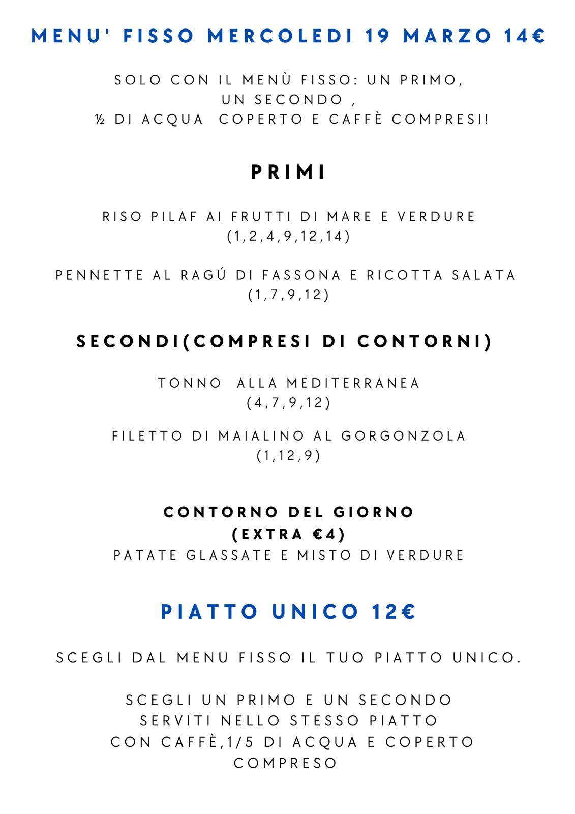 Menu di Bollicine Ristorante Ligure di Pesce fresco 