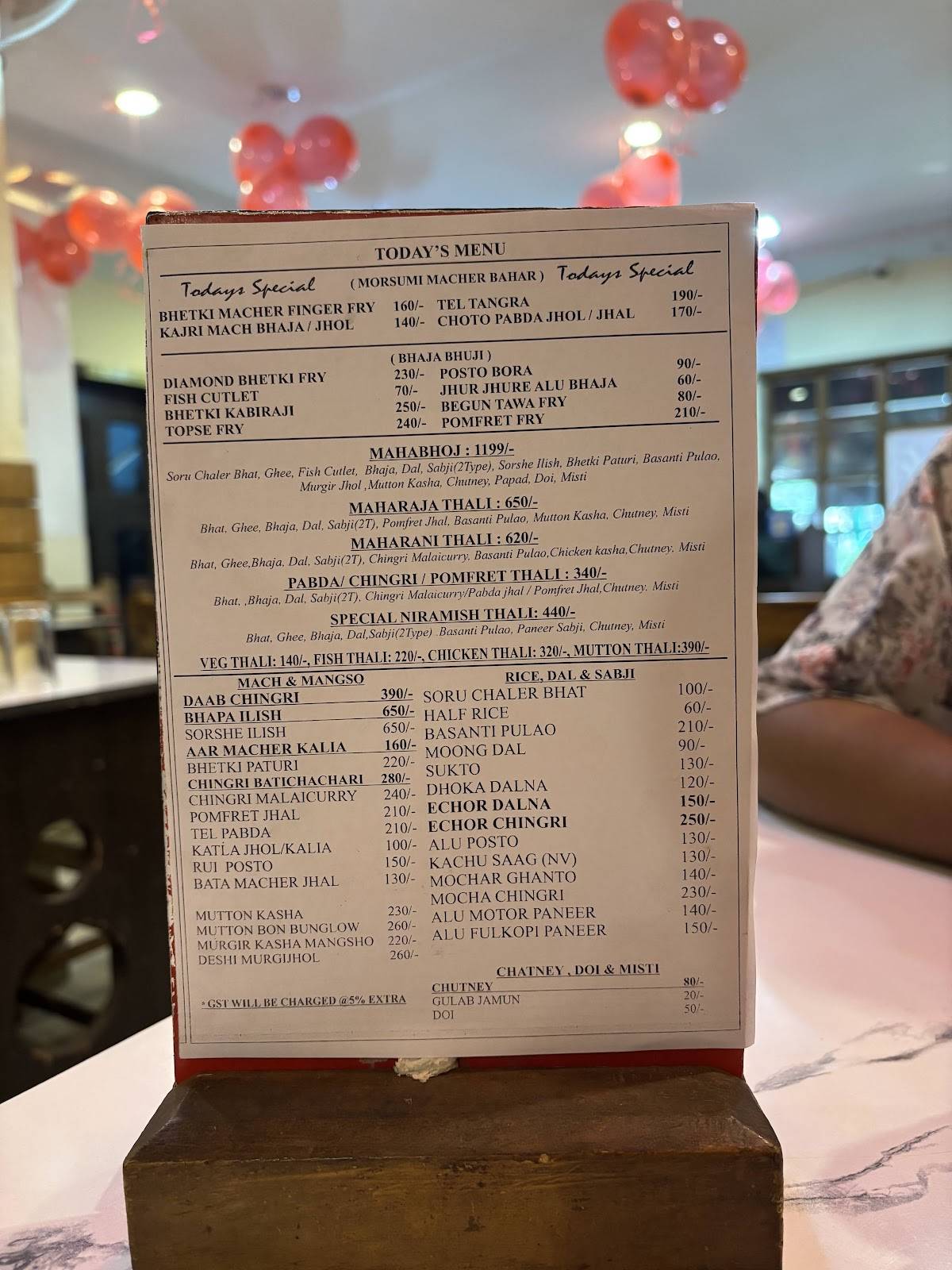 Bonolata Restaurant menu