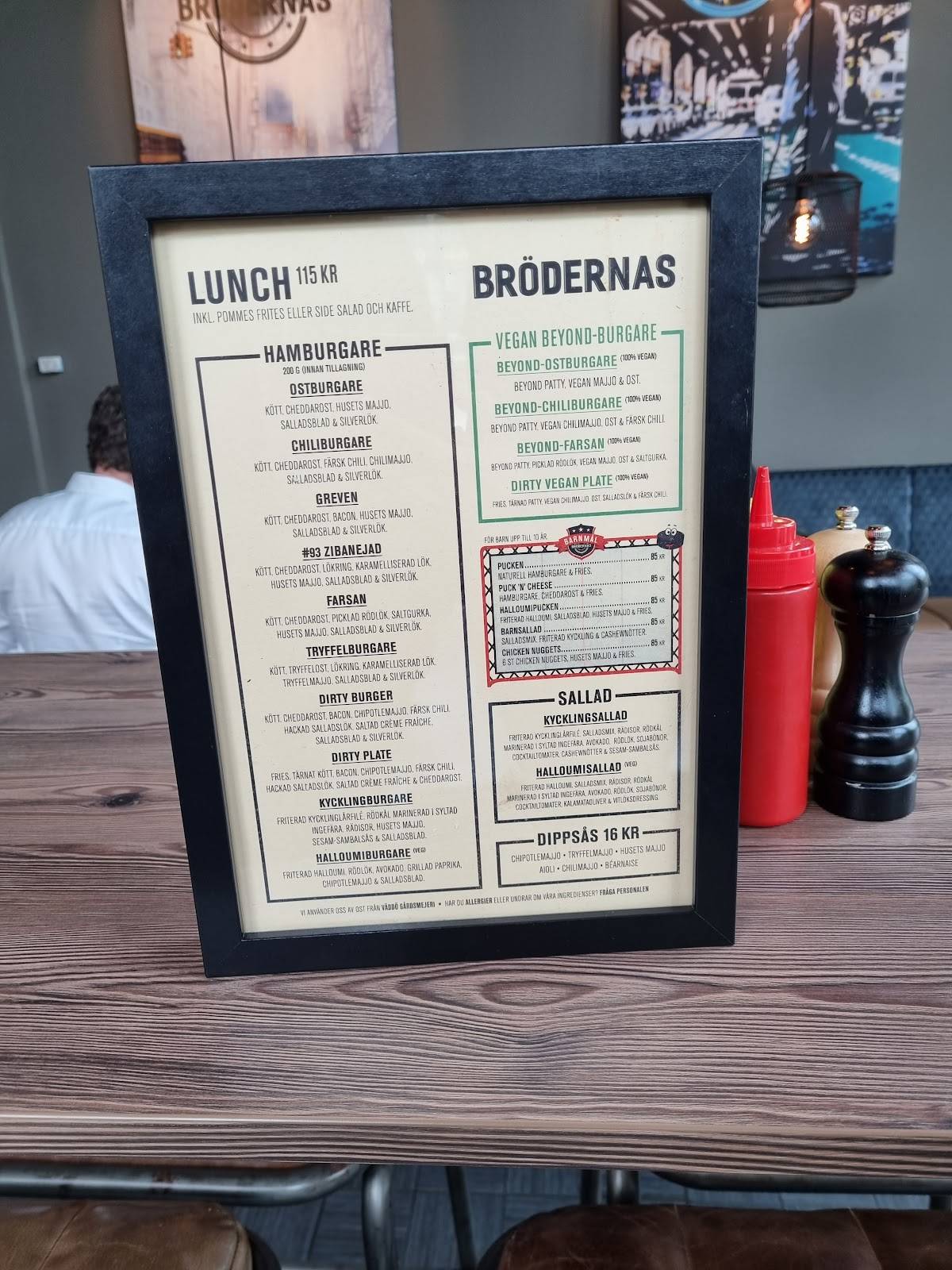 Carta del restaurante Brödernas, Malmö, Arenagatan 5