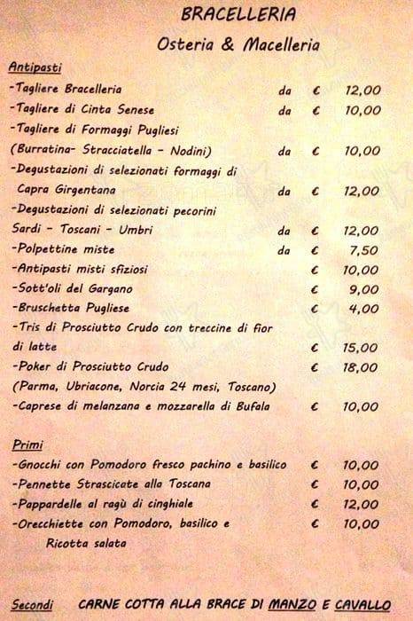 Menu de Bracelleria